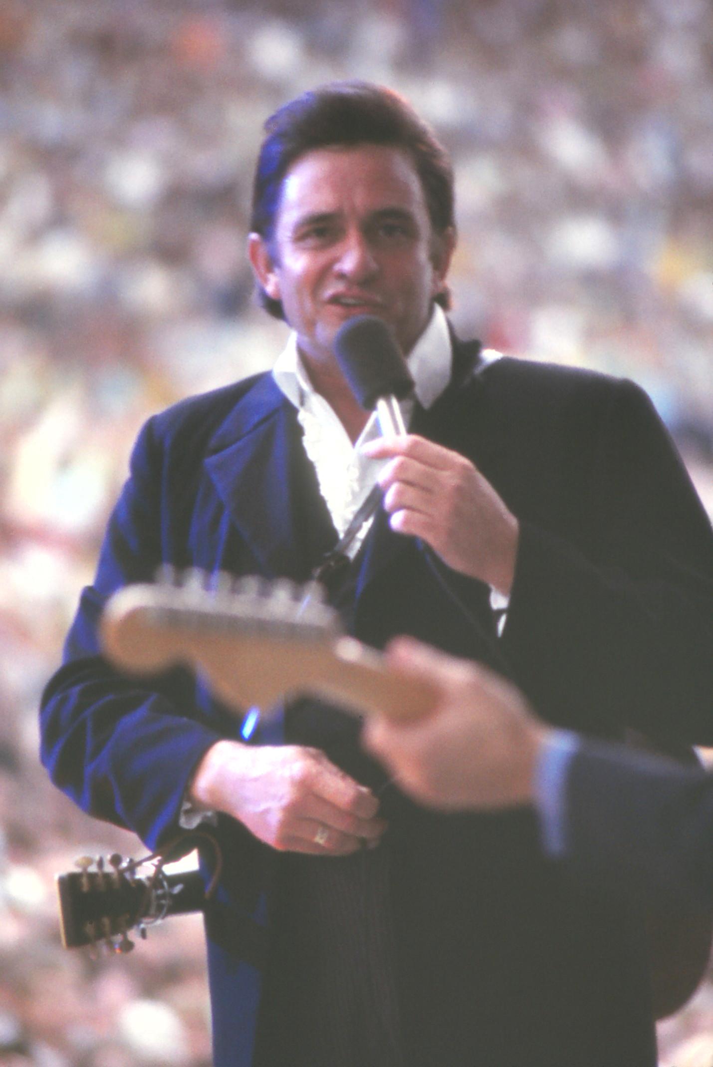 Unknown Portrait Photograph - Johnny Cash Singing Fine Art Print