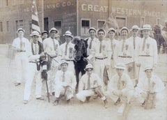 "Johny Jorgensen" Black and White Photograph of Men in Uniform with Horse