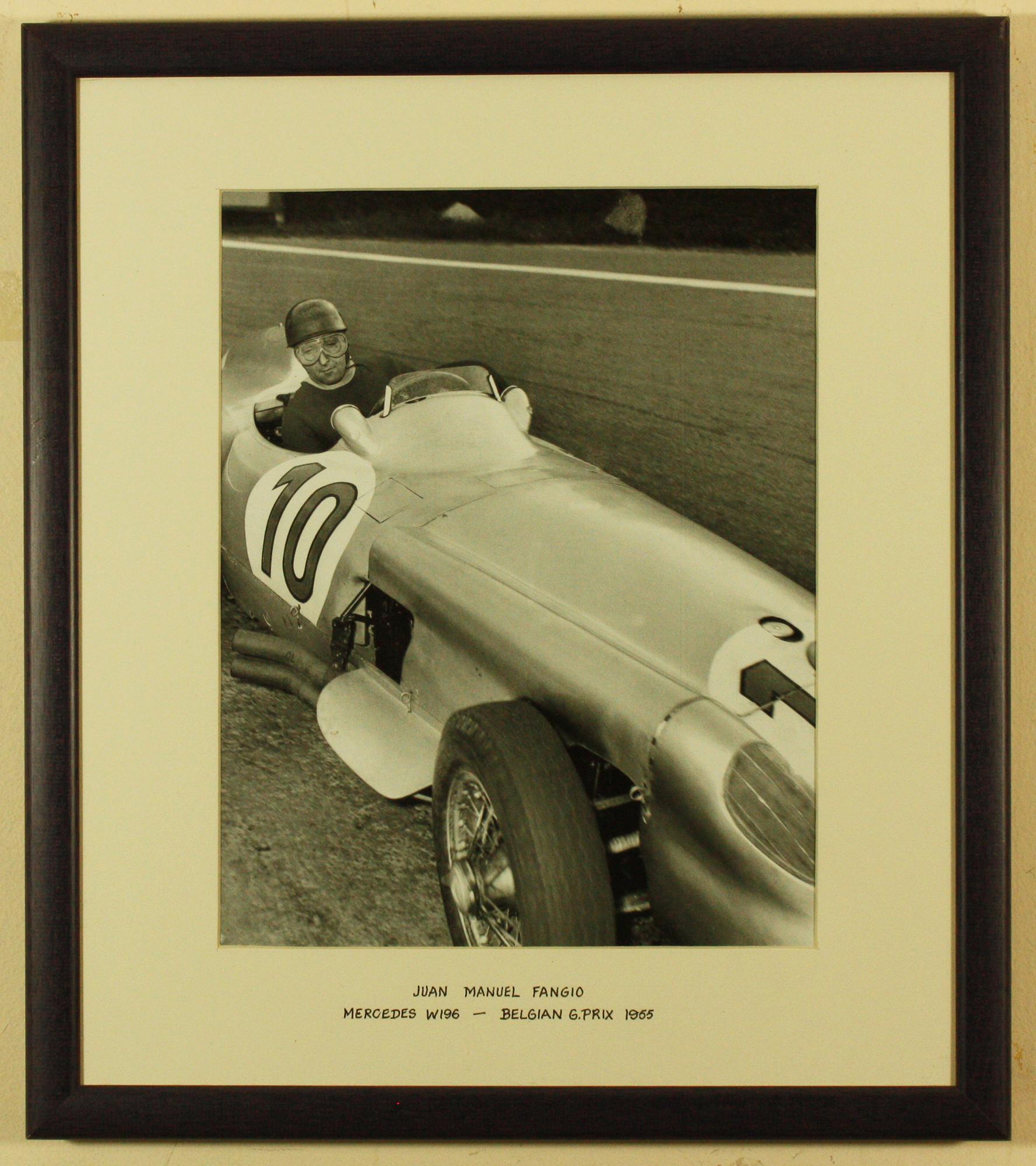 Unknown Black and White Photograph - Juan Manuel Fangio 1955 Belgian Grand Prix Mercedes W196