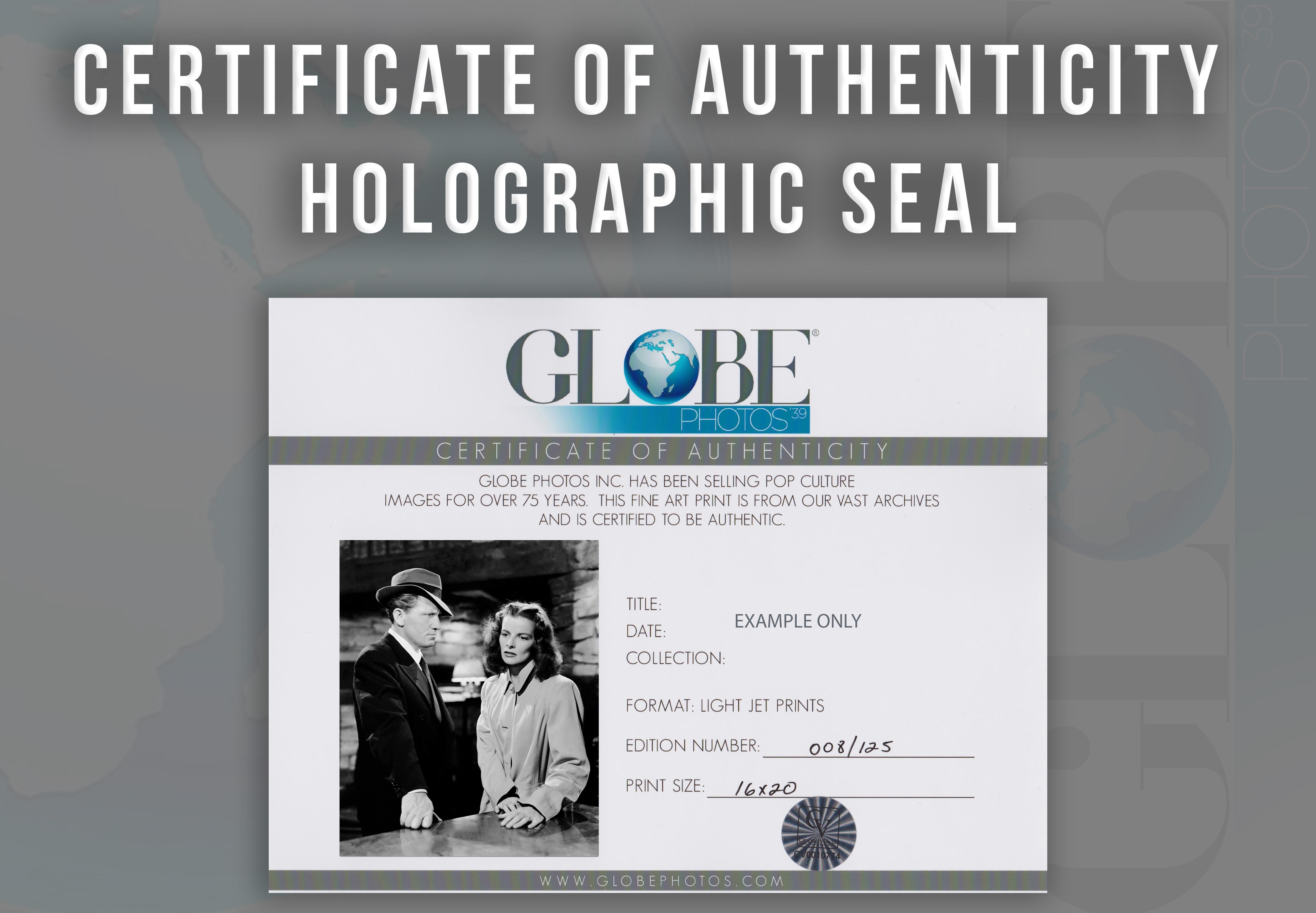 Katharine Hepburn and Spencer Tracy Globe Photos Fine Art Print - Black Black and White Photograph by Unknown