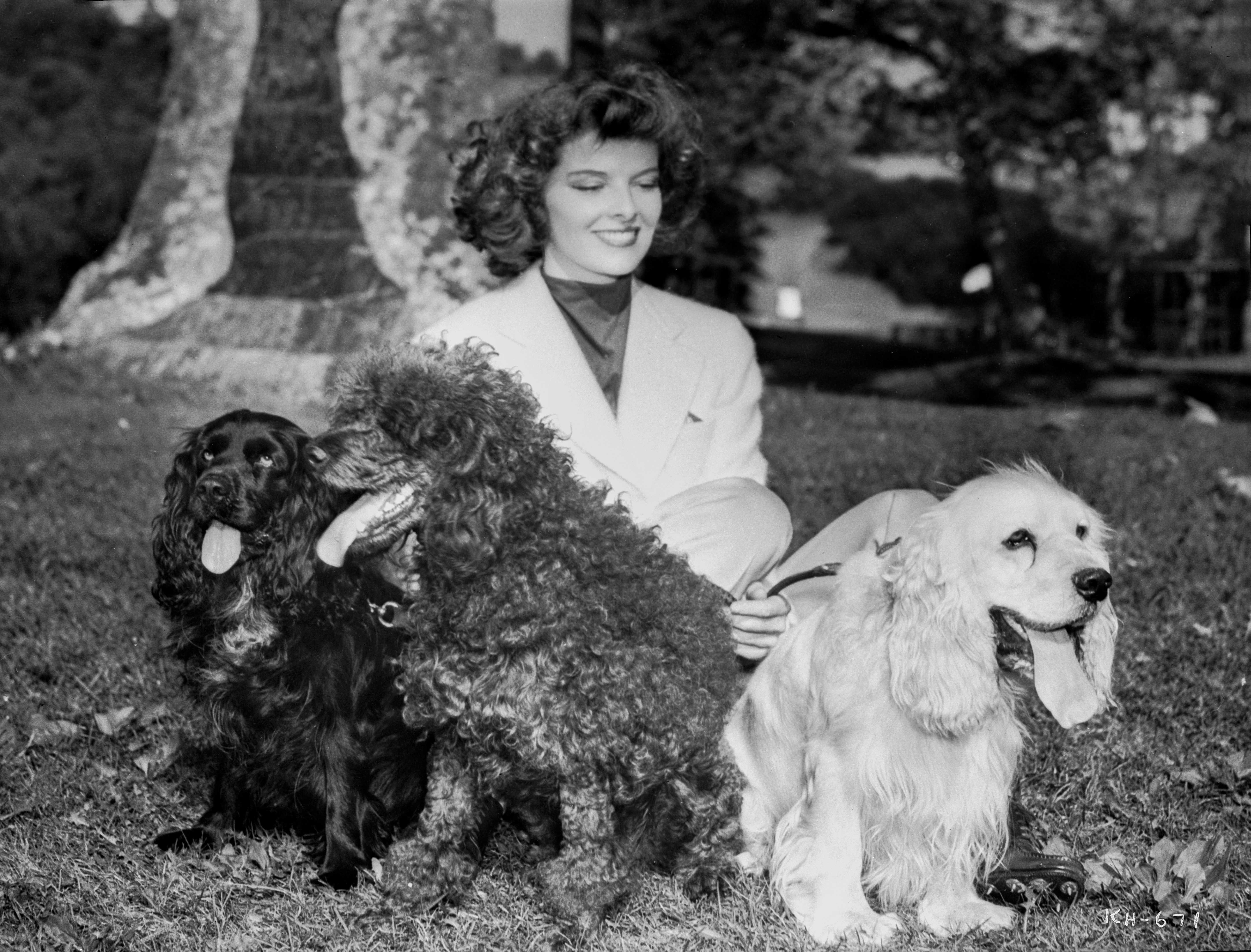 Portrait Photograph de Unknown - Katharine Hepburn con perros