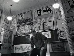 Keith Haring at P.S. 122 (photo of Keith Haring in his studio)
