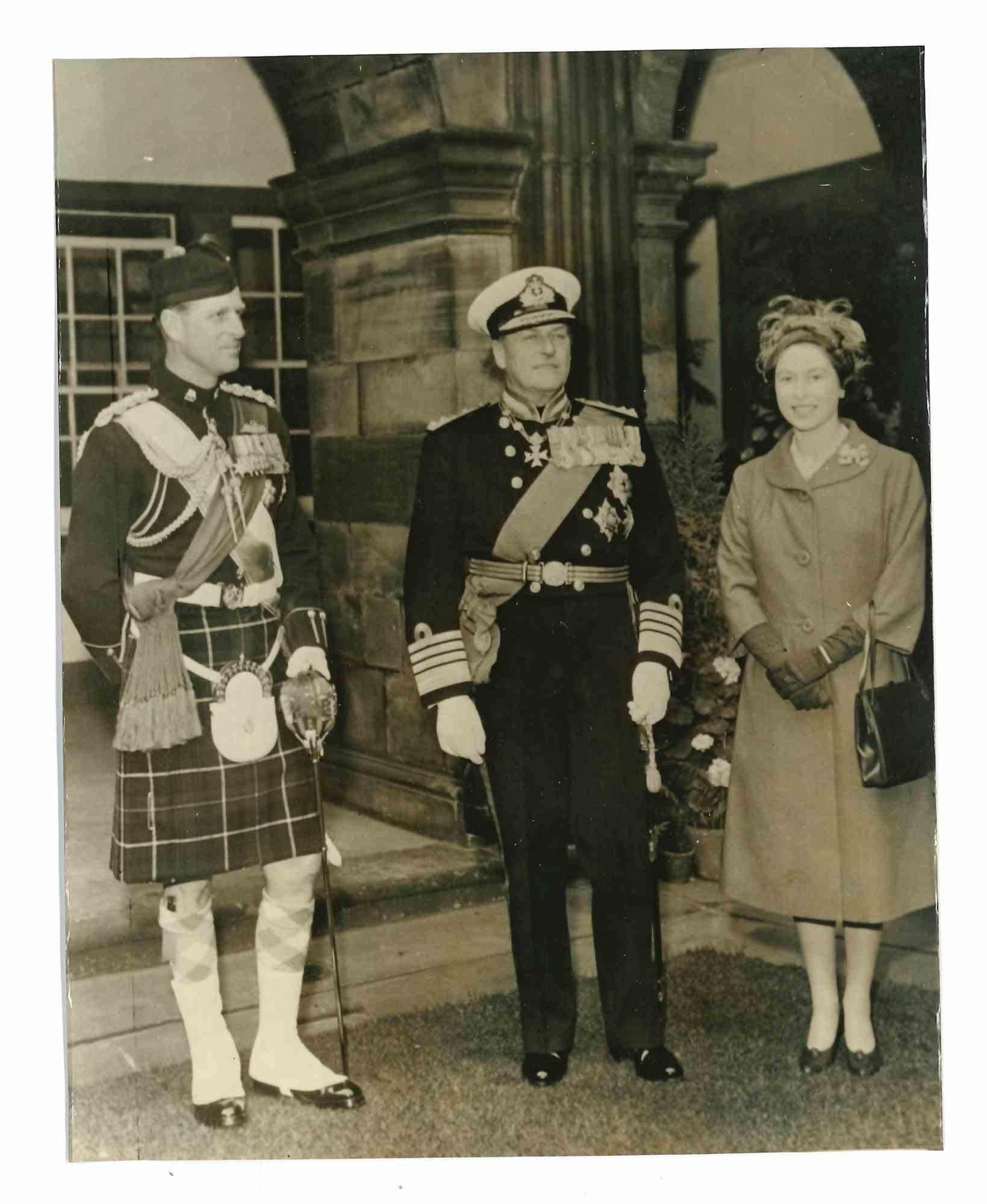 Unknown Figurative Photograph - King Olav of Norway with Queen Elisabeth and Prince Philip - 1960s