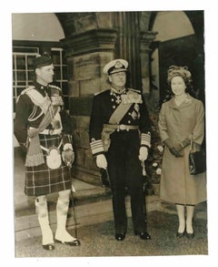 Vintage King Olav of Norway with Queen Elisabeth and Prince Philip - 1960s