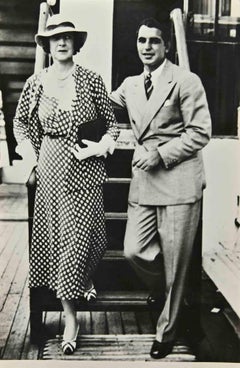 Lady Astor with boxer Enzo Fioramente - Retro b/w Photo - 1960s