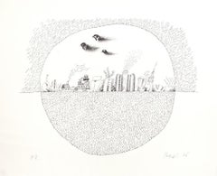 Landschaftslandschaft – Originallithographie auf Papier – 1970er Jahre