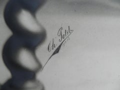 Large Antique Portrait Photograph Girl Bench Signed Ch Petit c1912 French