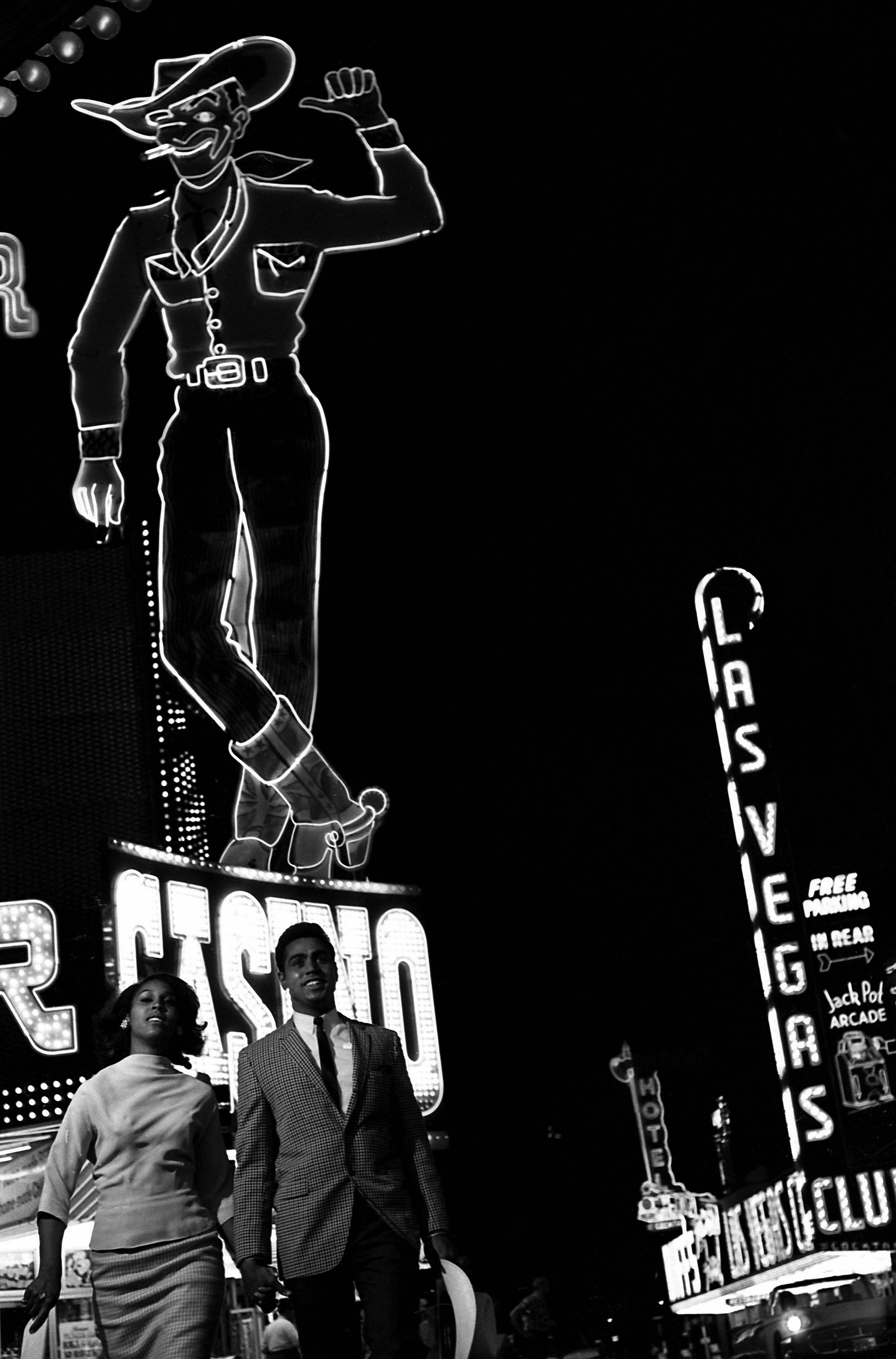Unknown Black and White Photograph - Las Vegas Strip, "Sin City" at Night Fine Art Print