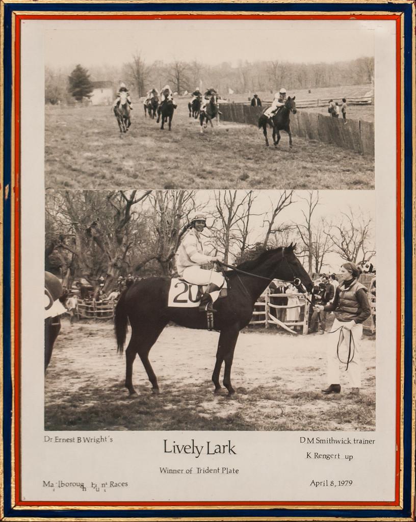 "Lively Lark" 1979 B&W Steeplechase Photo - Photograph by Unknown