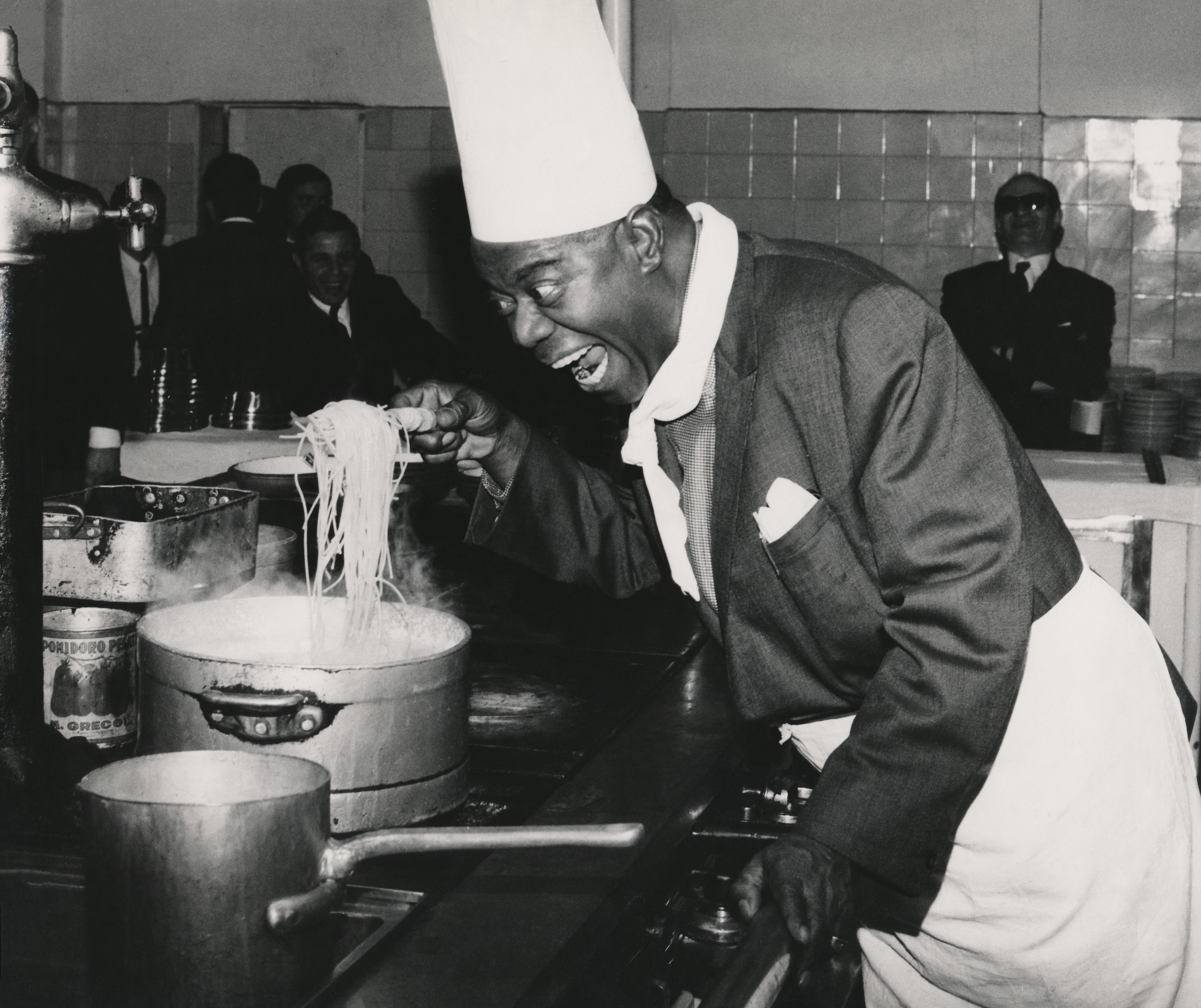 Unknown Black and White Photograph - Louis Armstrong: Chef in the Kitchen