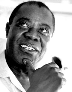 Louis Armstrong Smiling and Looking Up Globe Photos Fine Art Print