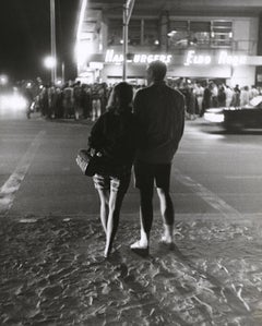 Vintage Lovers on a Busy Beach Street Scene Americana U.S.A. Fine Art Print