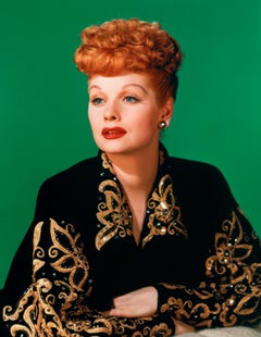 Vintage Lucille Ball Portrait on Green Globe Photos Fine Art Print