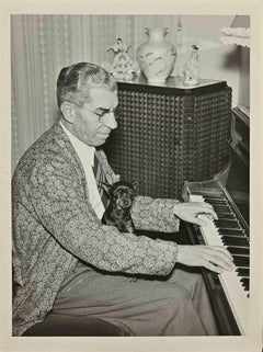 Lucky Luciano while Playing Piano - Vintage Photograph - 1960s
