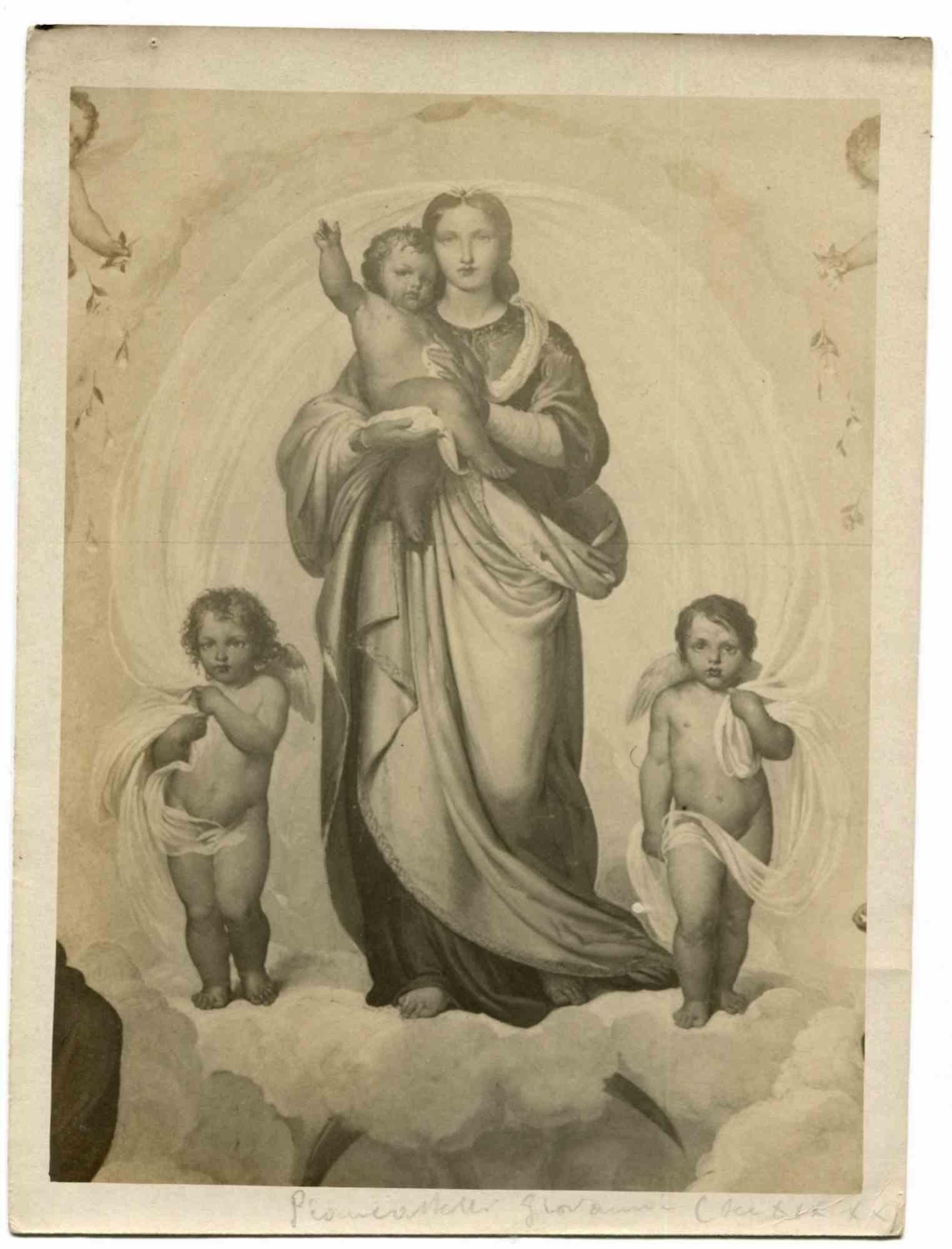 Unknown Black and White Photograph - Madonna and Child (Photo of a Painting) - Early 20th Century
