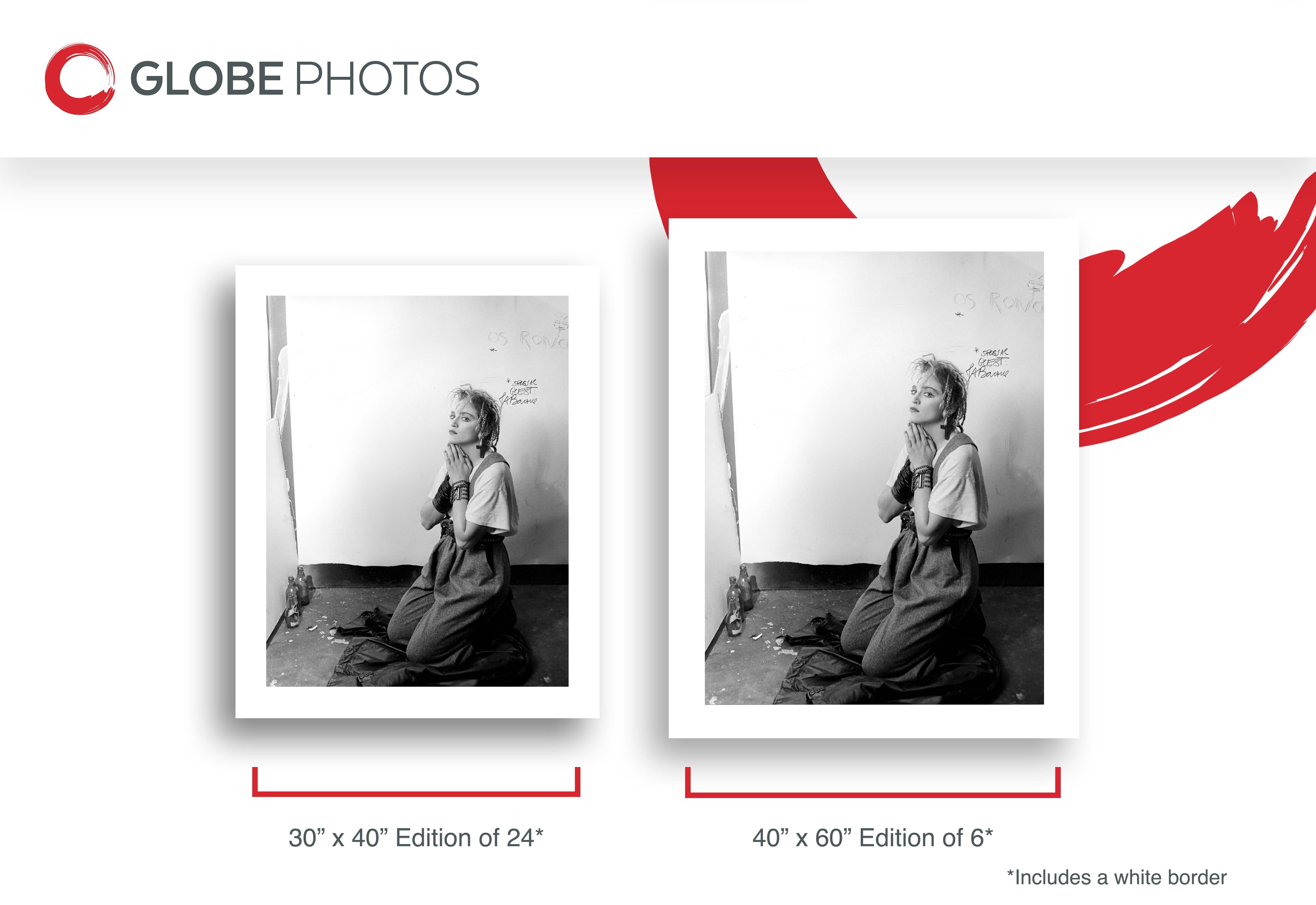 Madonna: Young Pop Star in Prayer Pose - Gray Portrait Photograph by Unknown