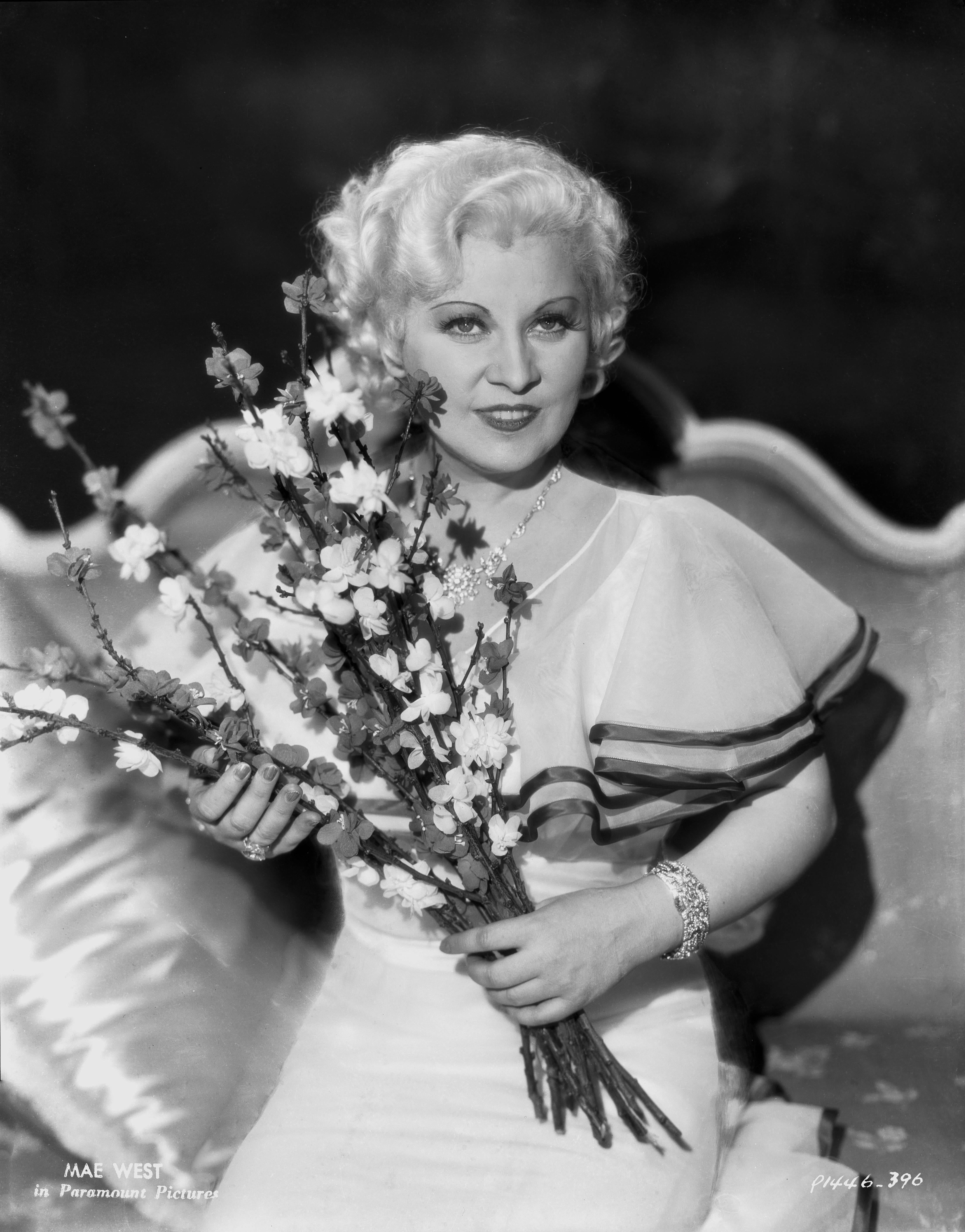 Unknown Portrait Photograph - Mae West with Flowers II Fine Art Print