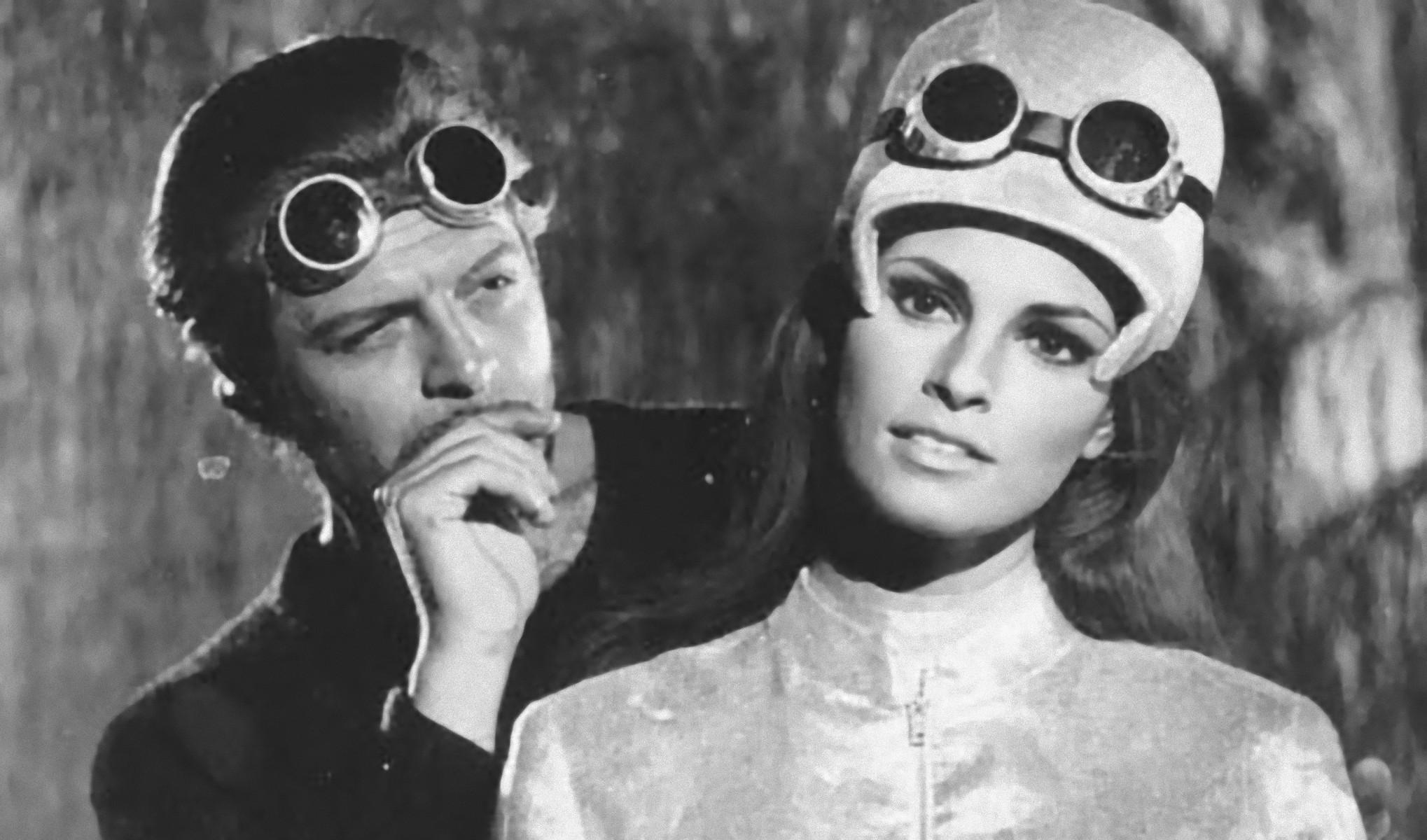 Marcello Mastroianni and Raquel Welch - Vintage b/w Photograph - 1966