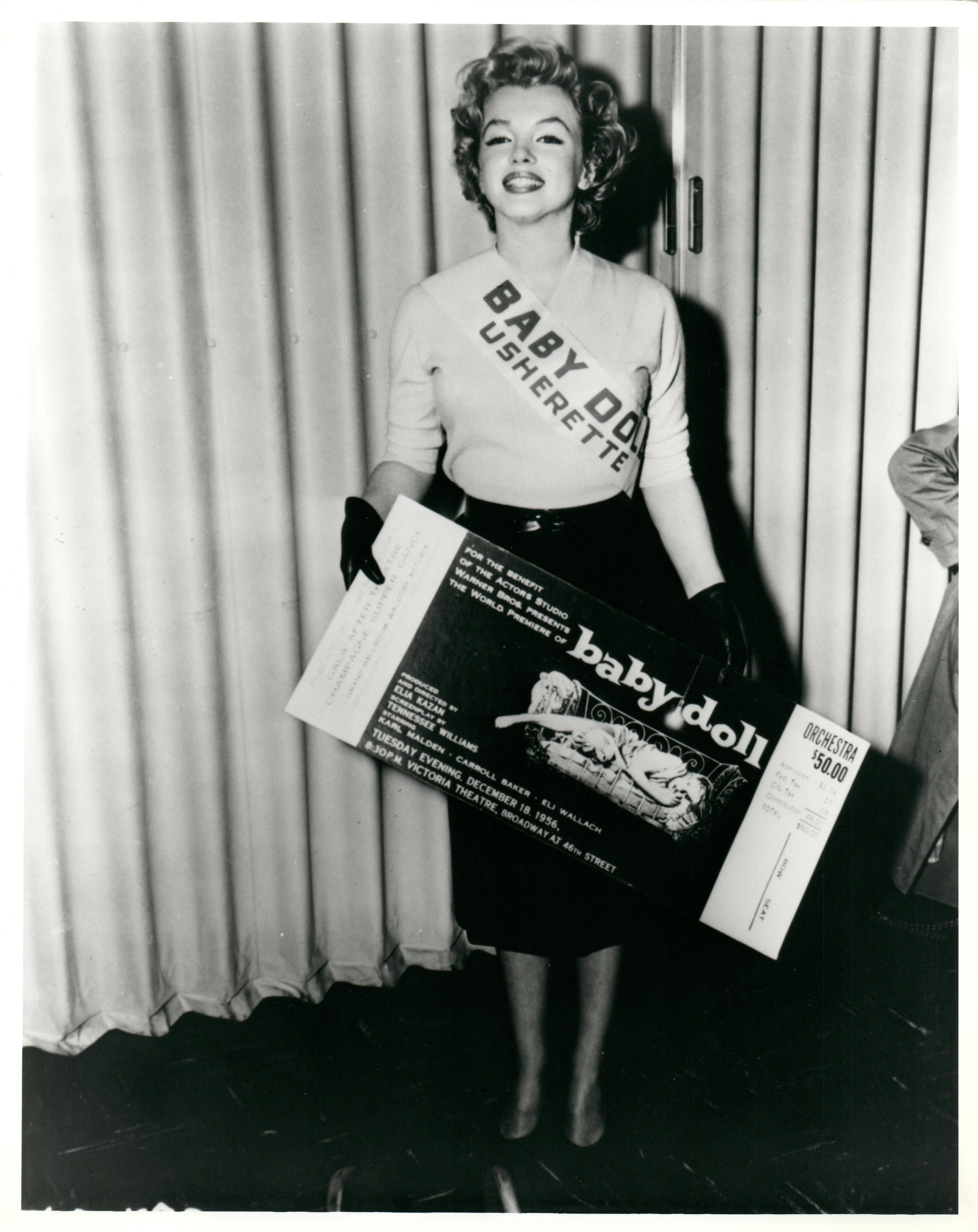 Unknown Black and White Photograph - Marilyn Monroe at Baby Doll Premiere Vintage Press Print