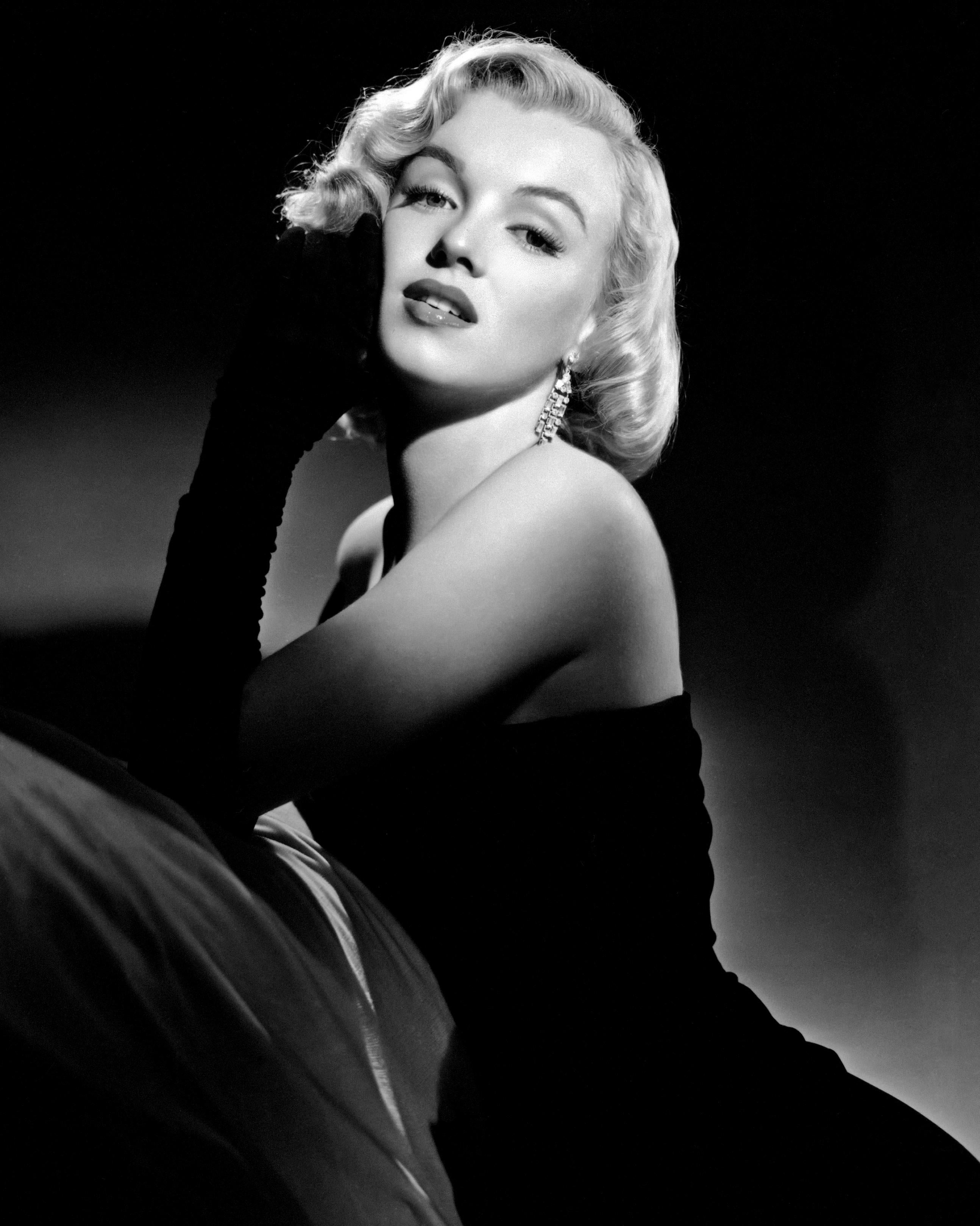 Unknown Portrait Photograph - Marilyn Monroe Elegant Portrait in Black Gloves Globe Photos Fine Art Print