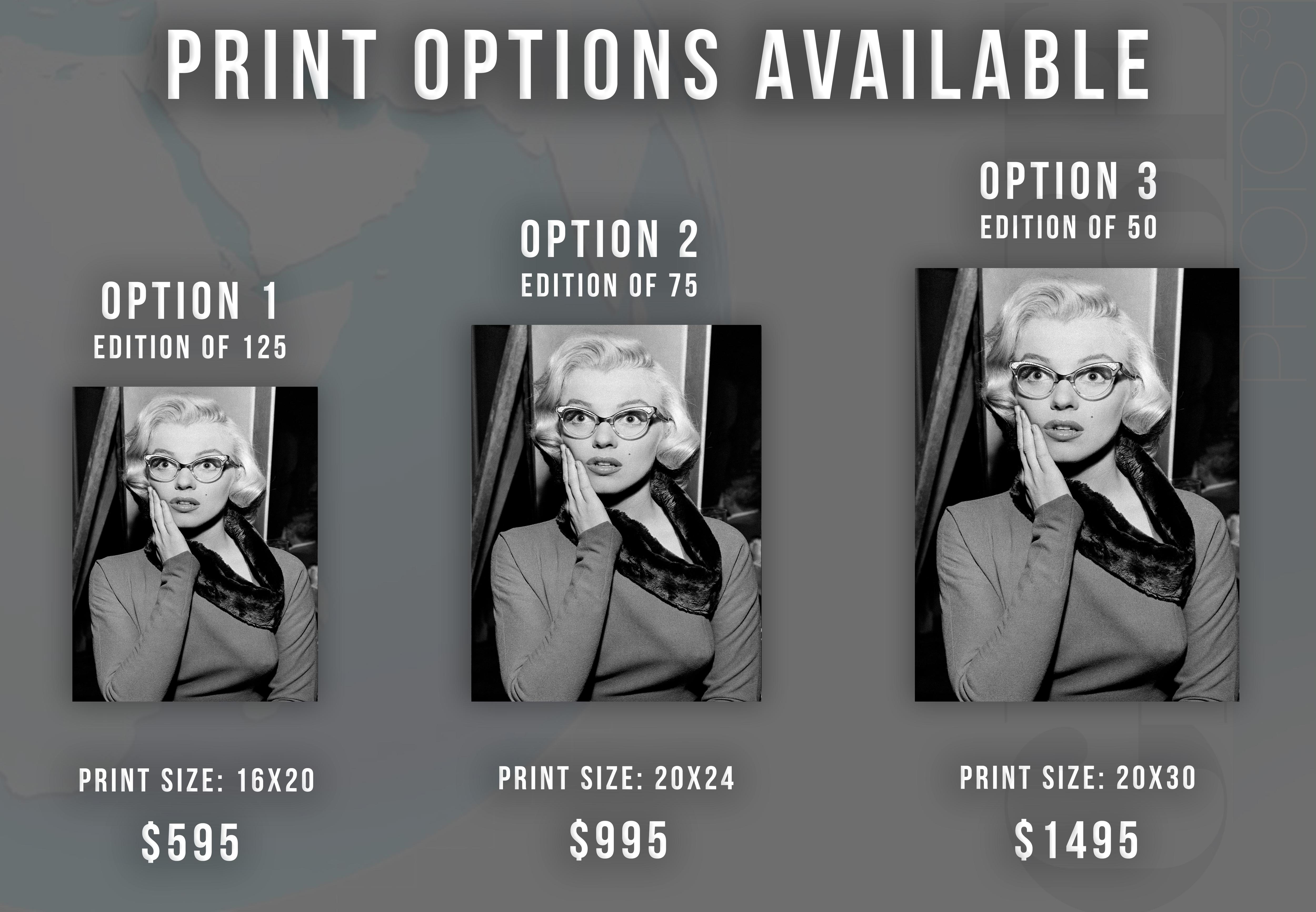 Marilyn Monroe in Glasses Globe Photos Fine Art Print - Photograph by Unknown