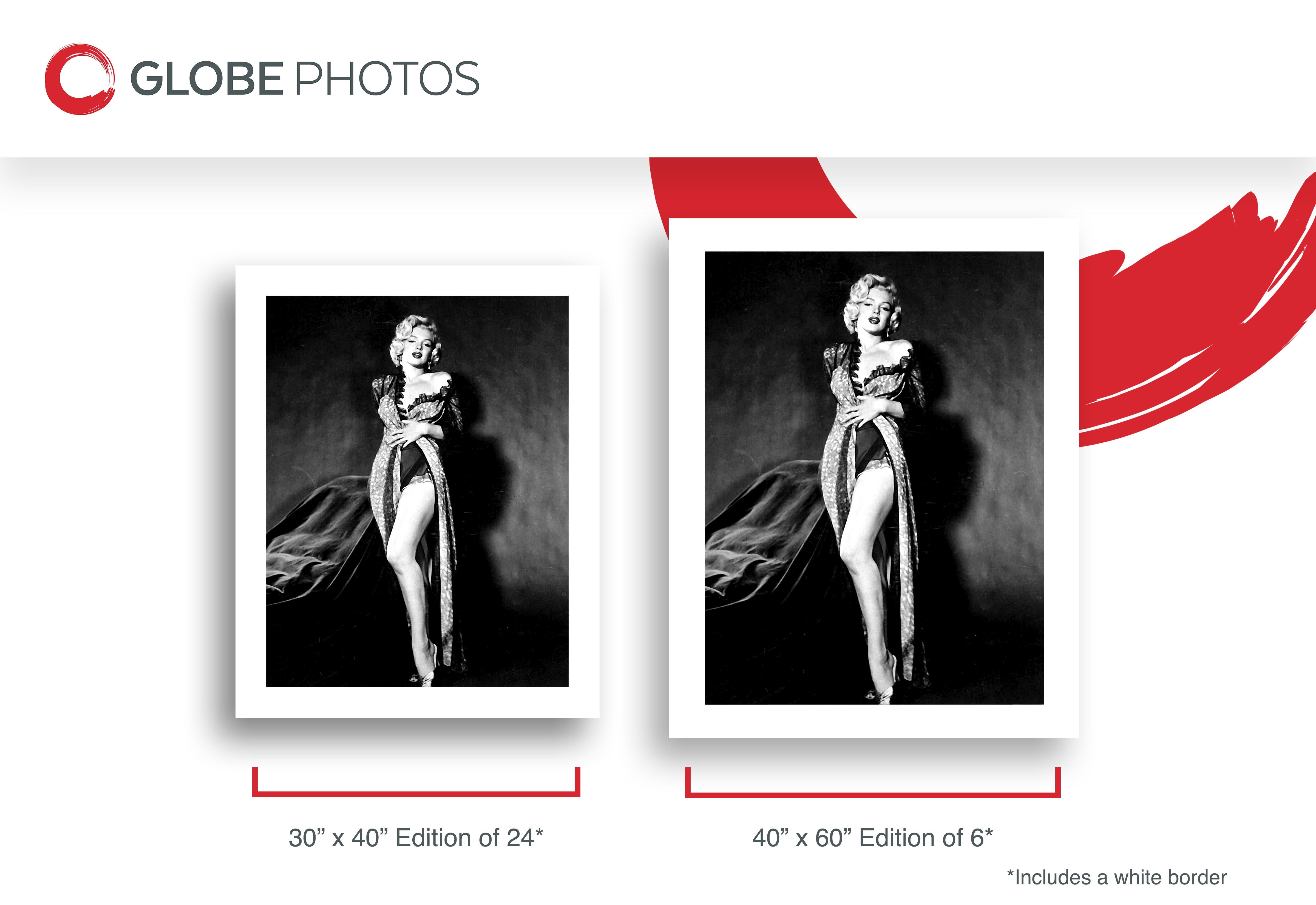 Marilyn Monroe: Pinup in High-Slit Dress - Black Portrait Photograph by Unknown