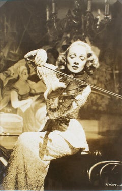 Marlene Dietrich Playing Violin - Silver Gelatin Black and White Photograph