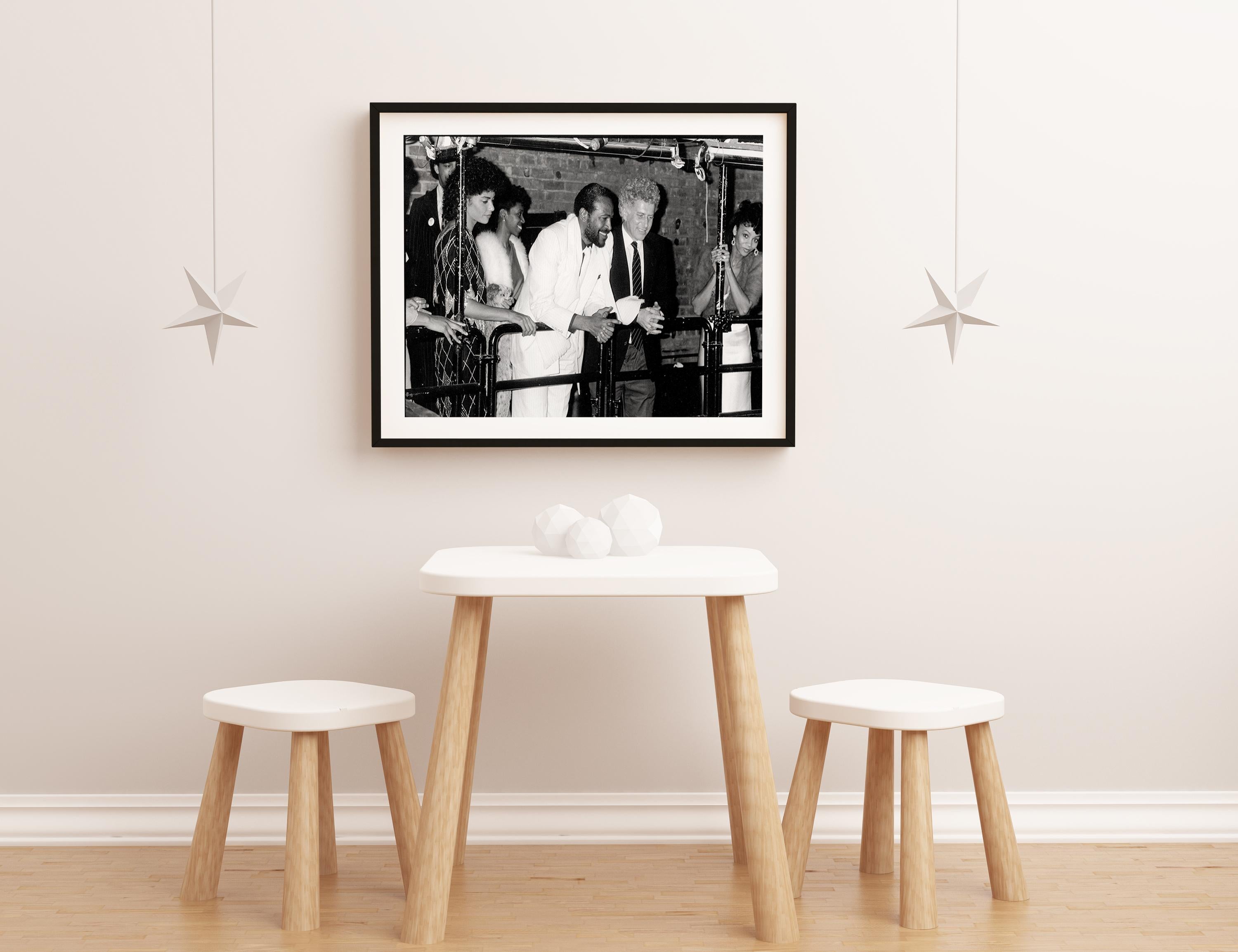 Marvin Gaye and Mark Fleishman at Studio 54 Fine Art Print - Black Black and White Photograph by Unknown