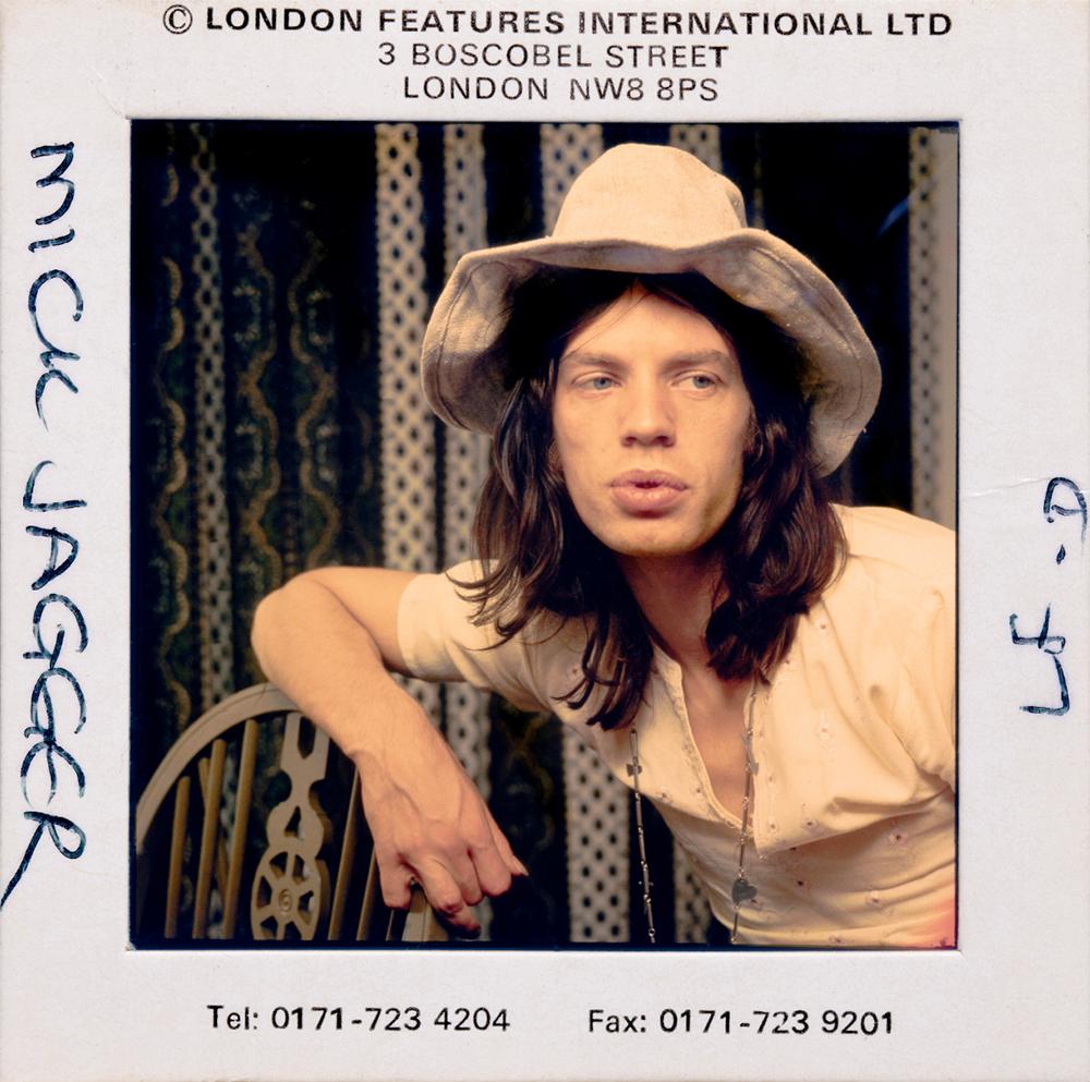 Unknown Color Photograph - Mick Jagger Relaxing, a Unique Original Slide Photograph