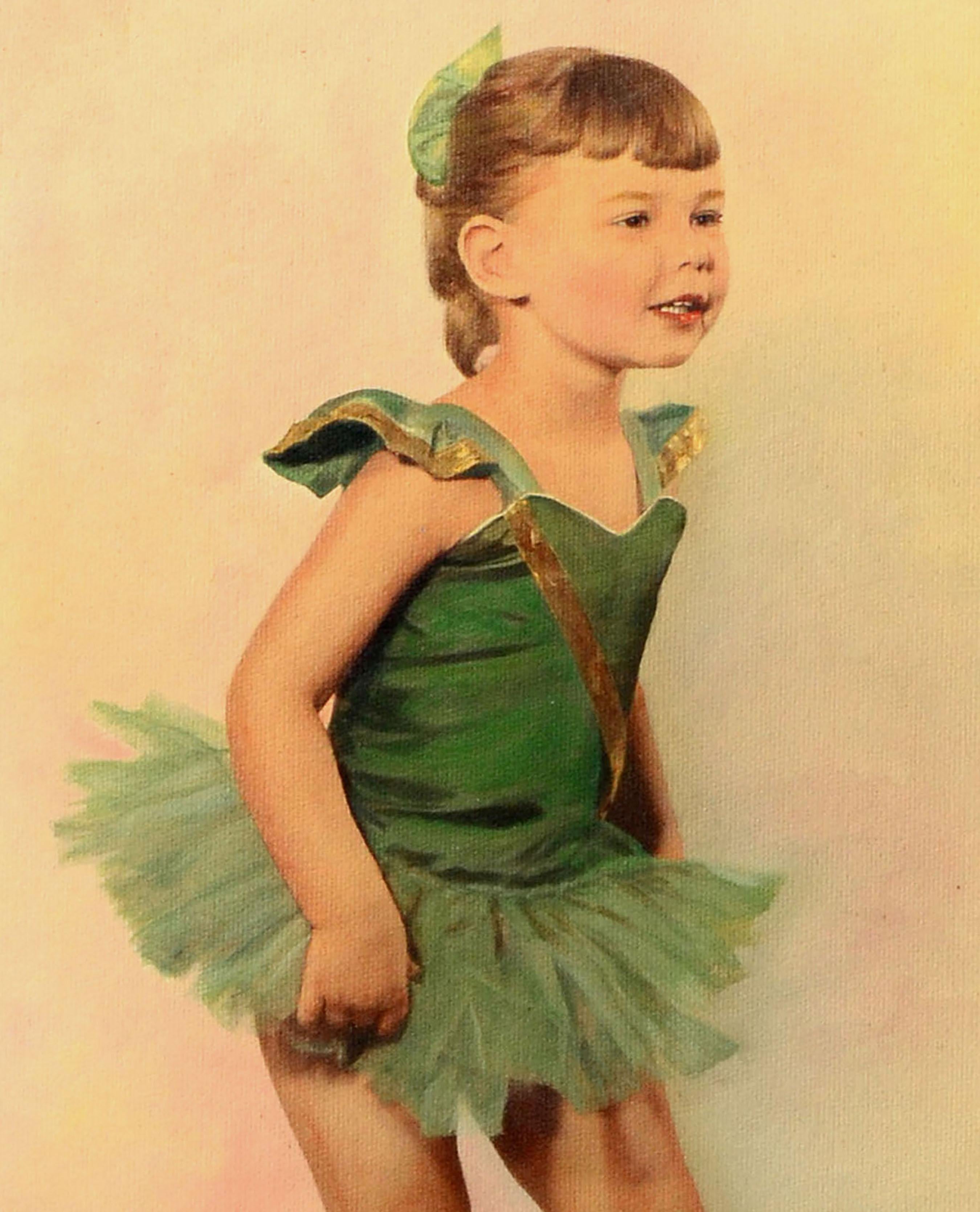 Mid Century Portrait of a Ballerina - Hand Painted Photograph  - Brown Figurative Photograph by Unknown