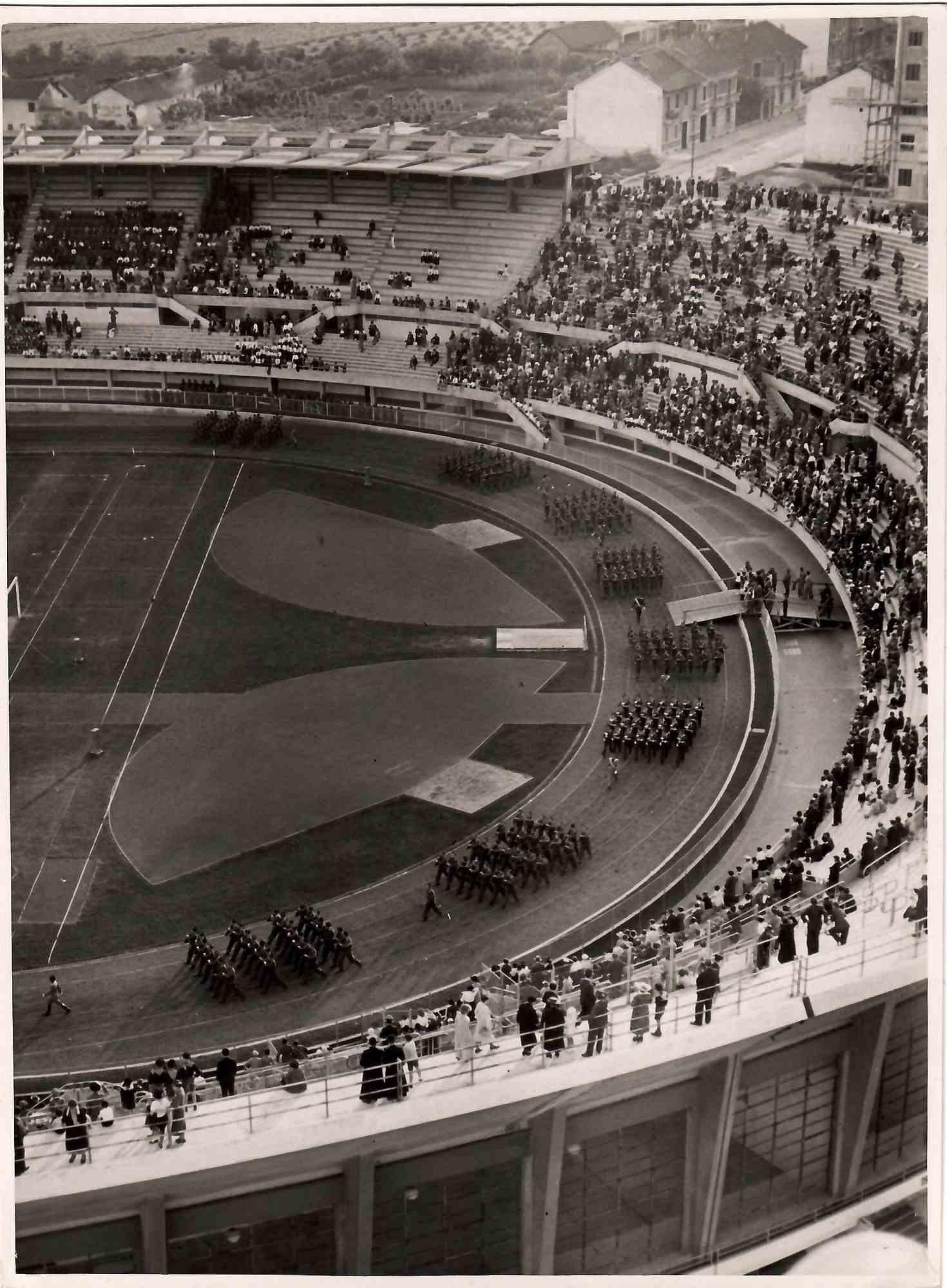 Unknown Figurative Photograph - Military Show in the Stadium - Vintage B/W photo - 1930s
