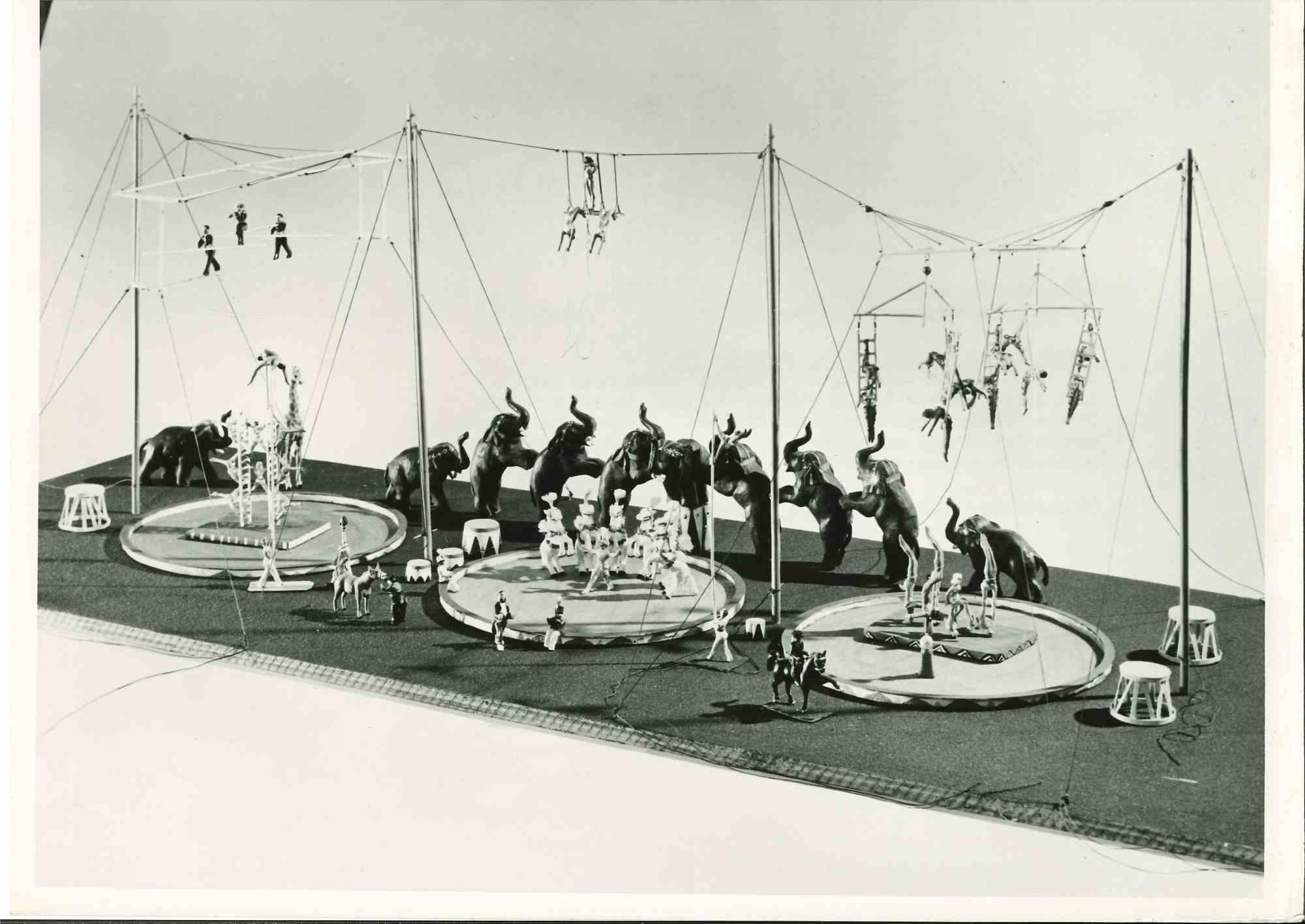Unknown Figurative Photograph - Model Circus Building Recaptures the Past - Vintage Photograph -Mid 20th Century