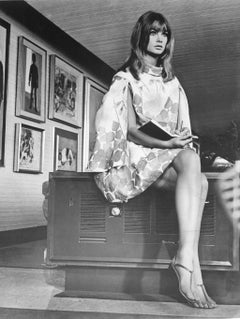 Model Jean Shrimpton Posing in Art Gallery Vintage Original Photograph