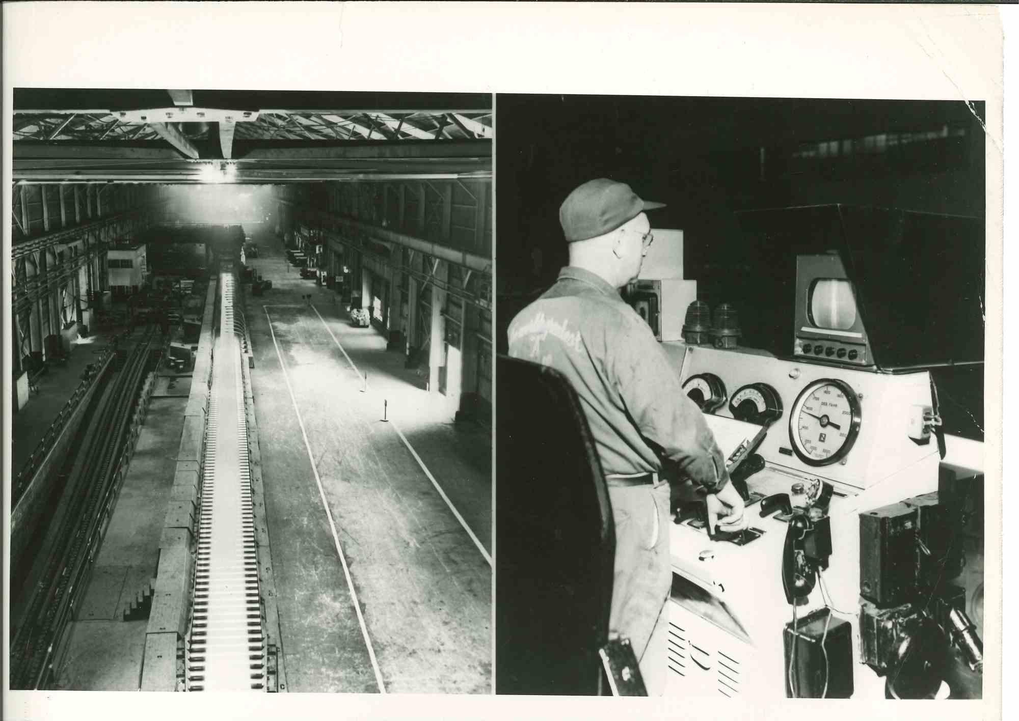 Unknown Figurative Photograph - Monitoring Steel Production - Vintage Photograph - Mid 20th Century