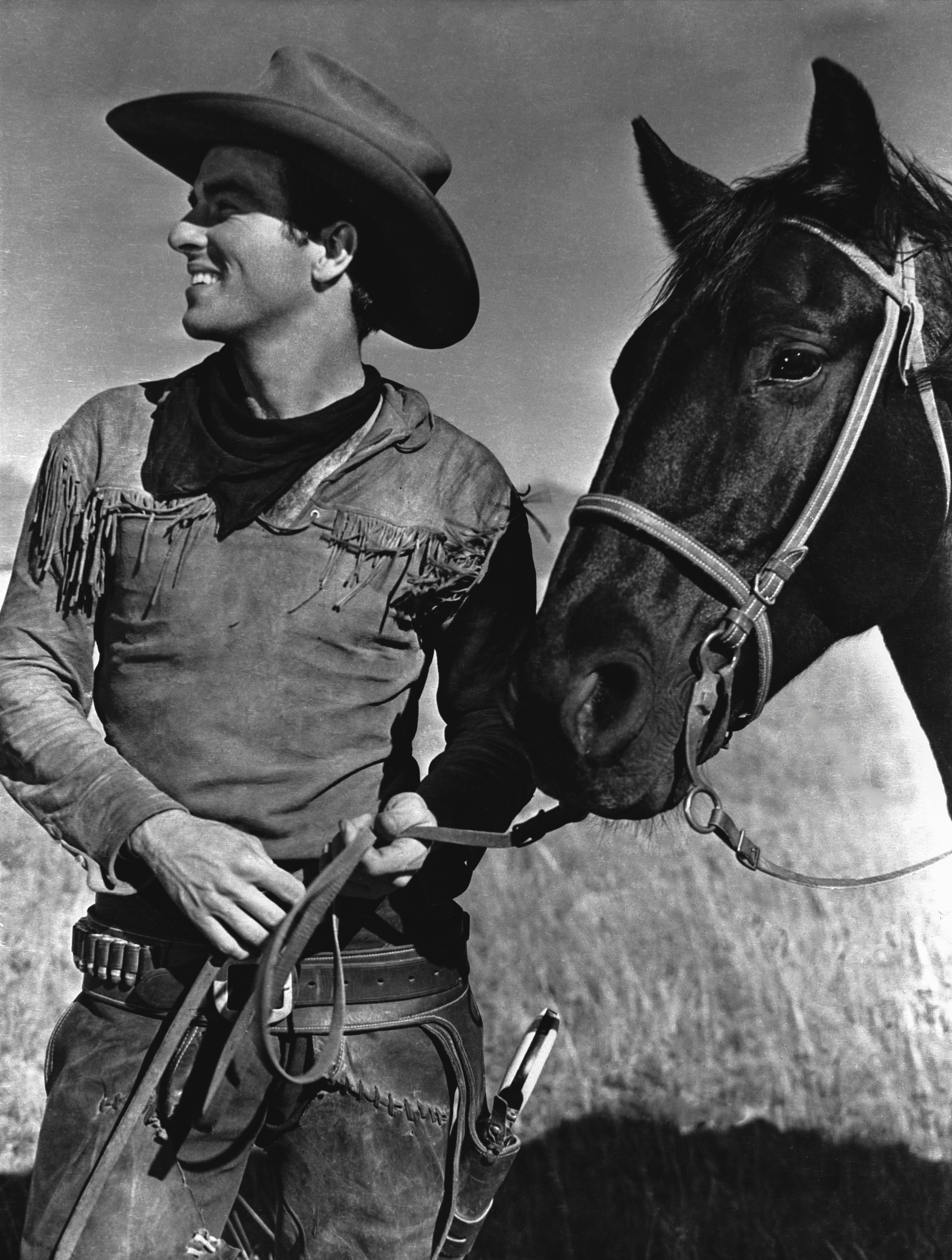 Unknown Black and White Photograph - Montgomery Clift with Horse Movie Star News Fine Art Print