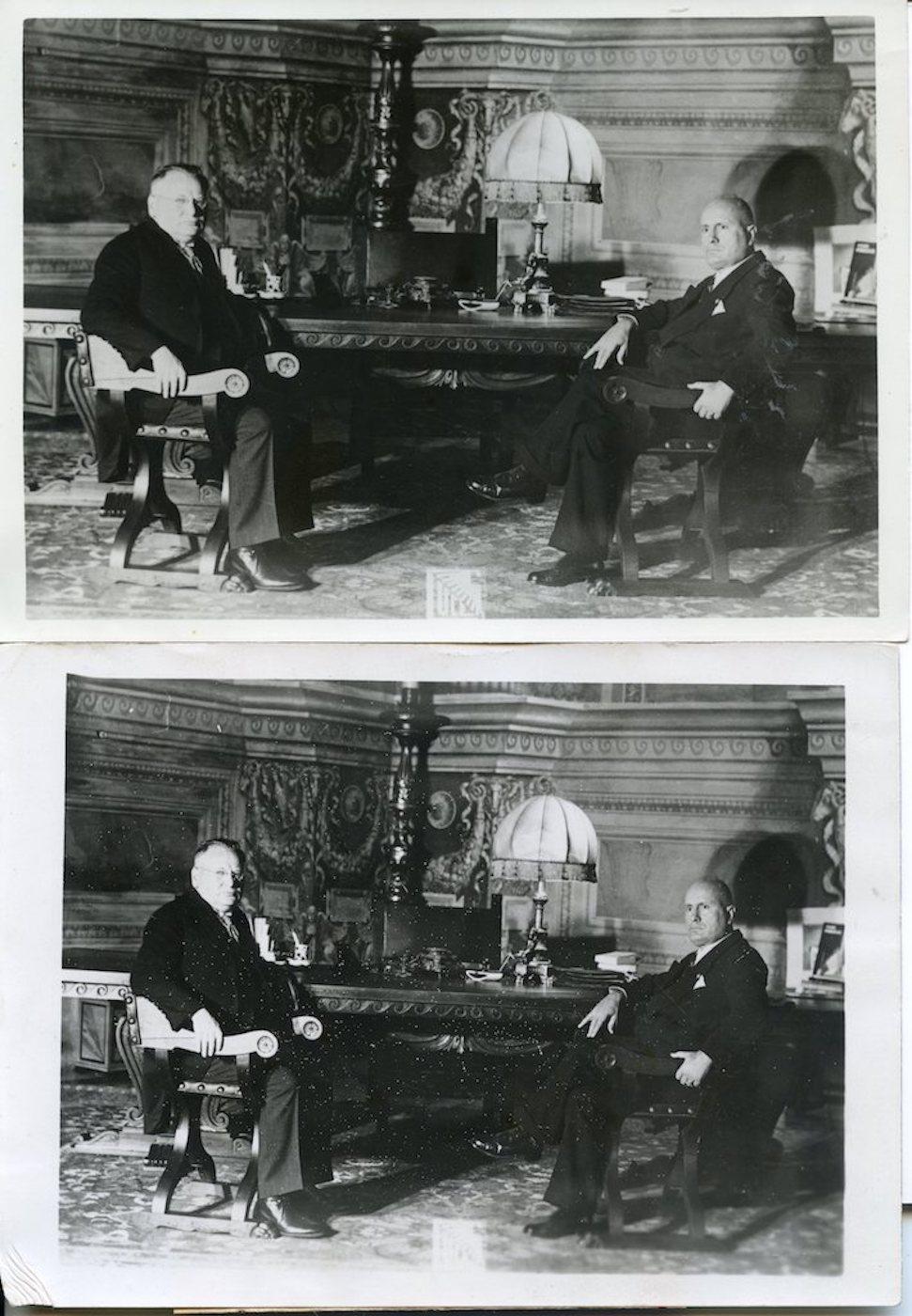 Unknown Black and White Photograph - Mussolini and Litvinoff  - Pair of Vintage Photos 1933