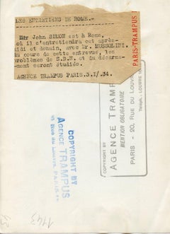 Mussolini And Simon - Vintage Photograph 1934