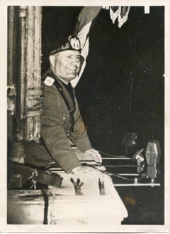 Mussolini at the Balcony in Piazza Venezia (Rome) - Vintage Photo - 1937