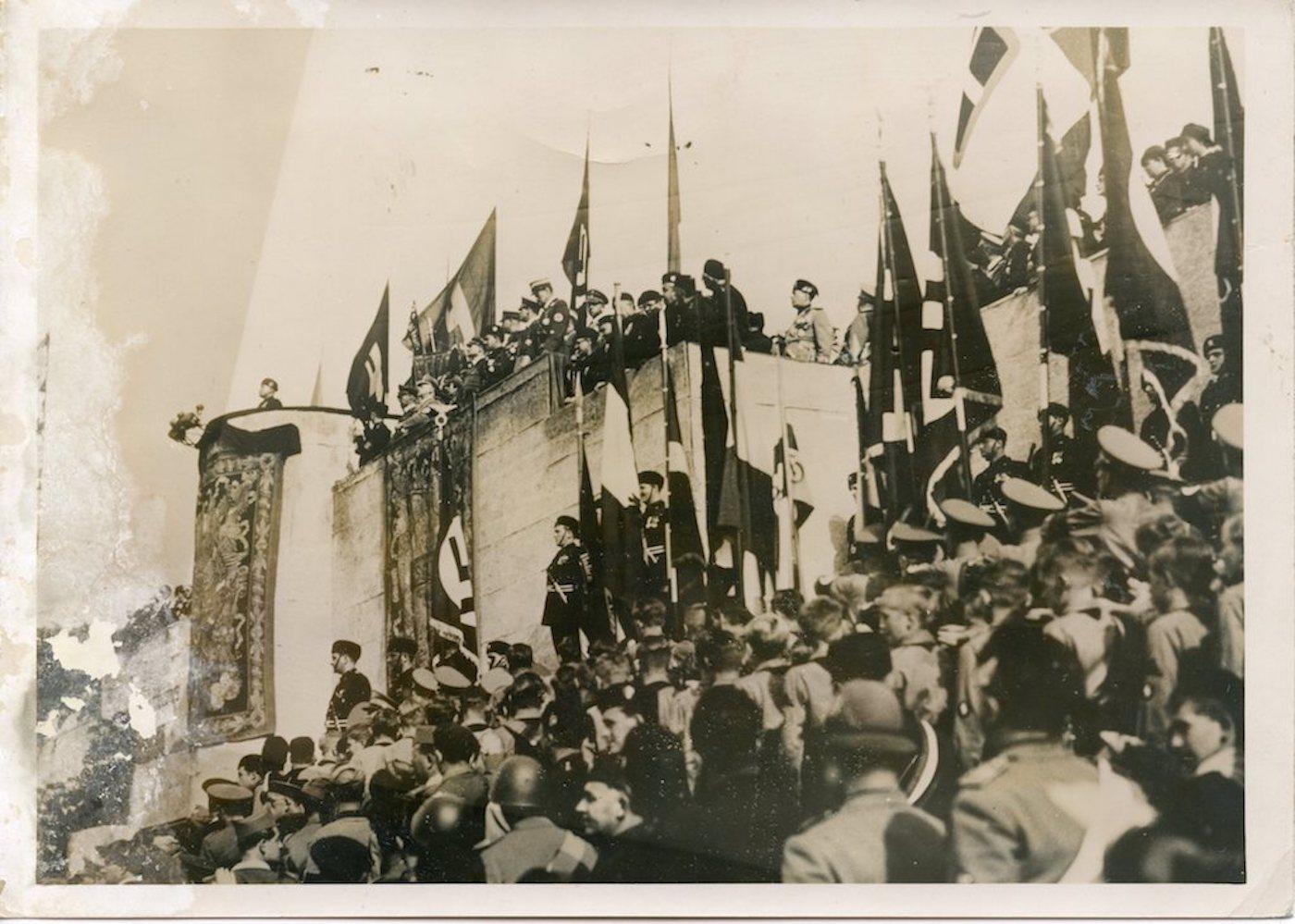 Unknown Black and White Photograph - Mussolini During The Anniversary of the city of Rome - Vintage Photo - 1937