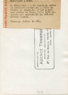 Mussolini fonde Cinecittà (Rome) - Photographie d'époque 1936