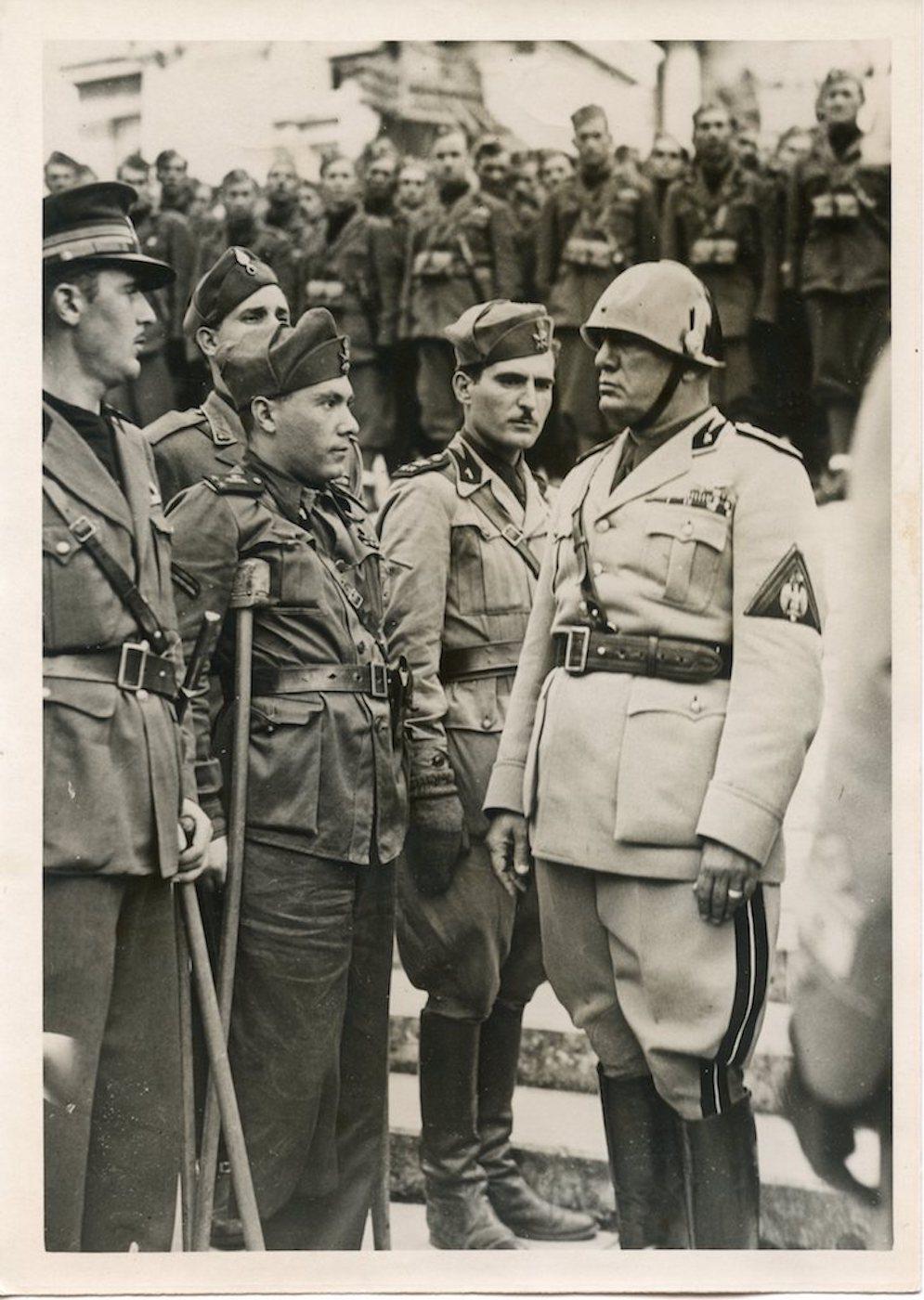 Unknown Black and White Photograph - Mussolini in Military Clothes during 15° Anniversary of the March to Rome