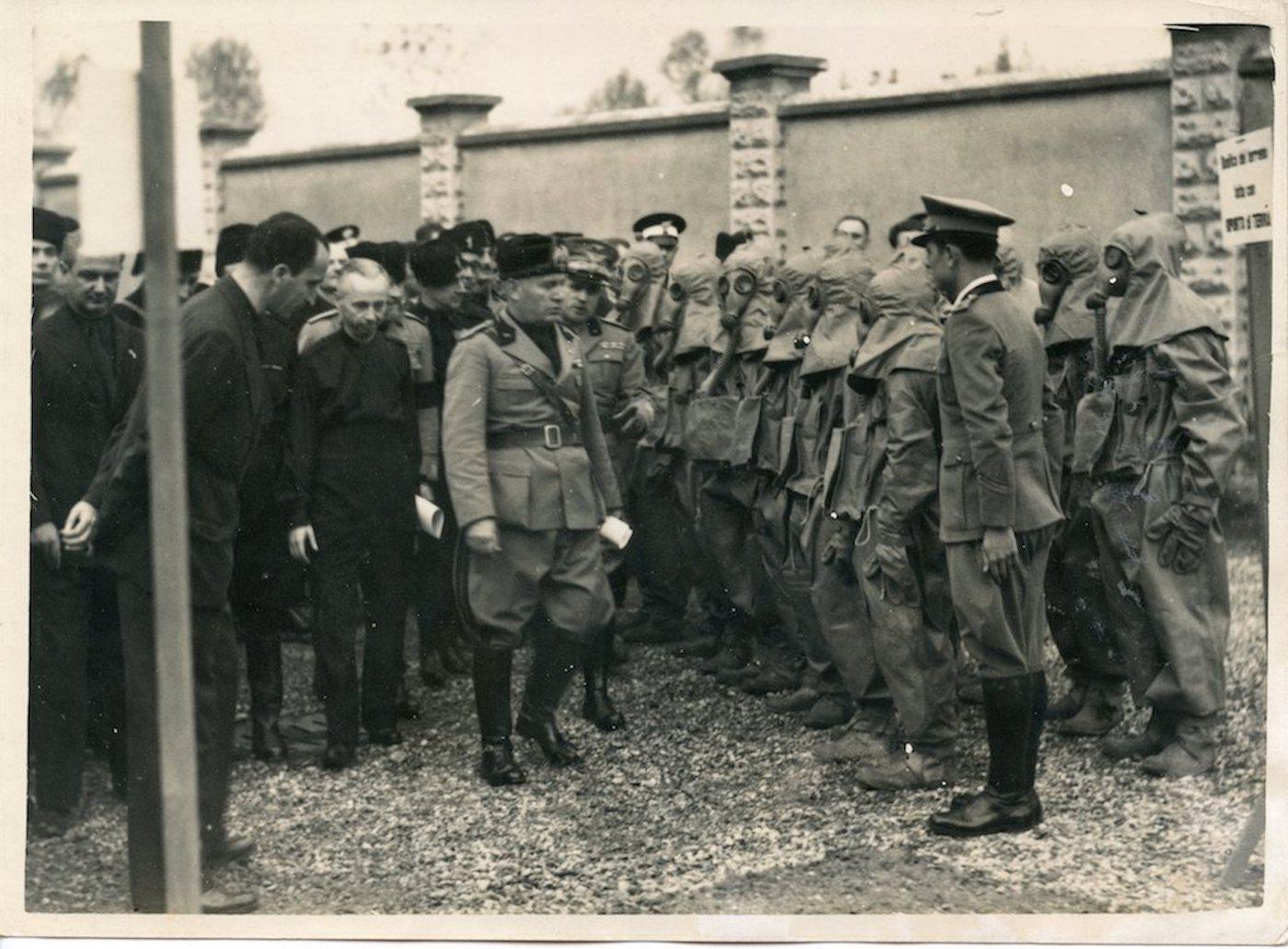 Unknown Black and White Photograph - Mussolini Visits A Chemical Industry in Melegnano - Vintage Photo 1935