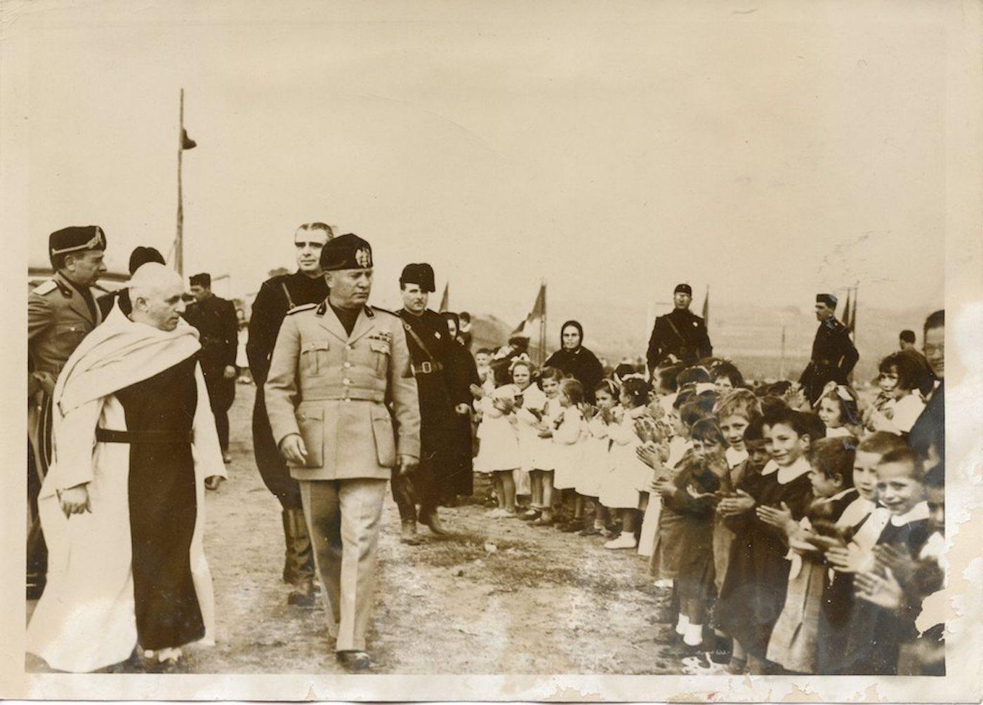 Mussolini with Workers' Children - Vintage Photo - 1937