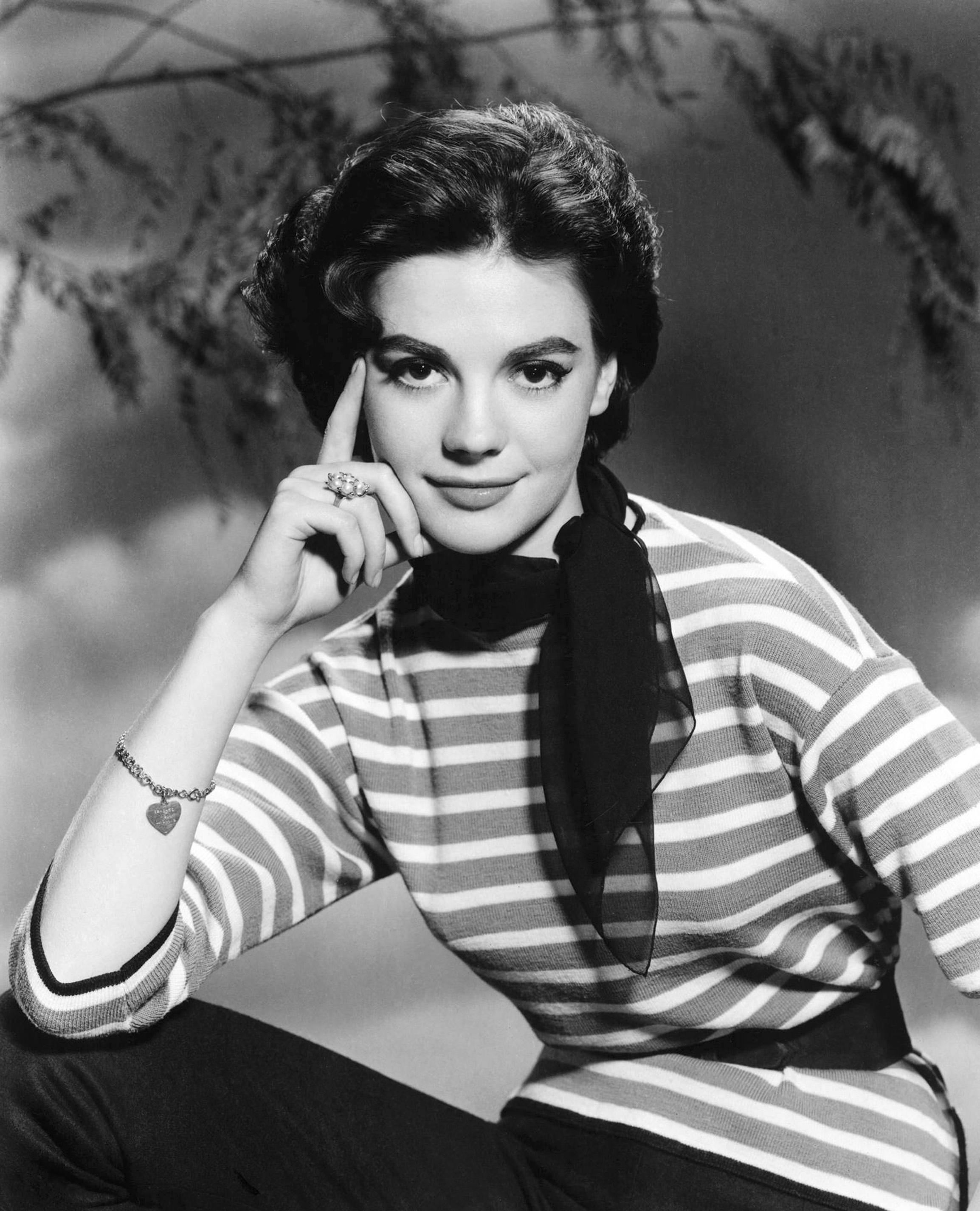 Unknown Black and White Photograph - Natalie Wood in Stripes Globe Photos Fine Art Print