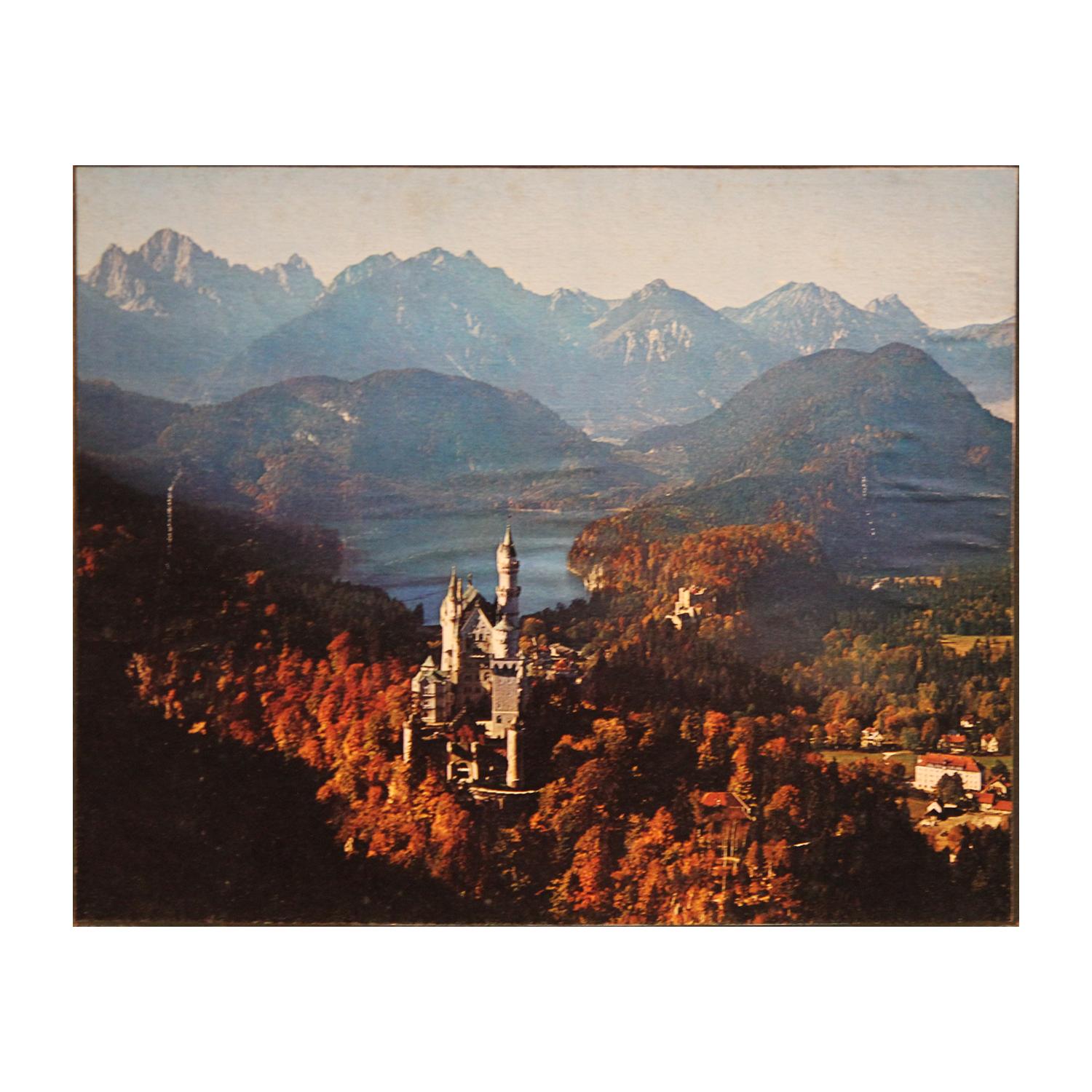 Photographie couleur du château de Neuschwanstein dans la forêt de la Bavière, Allemagne