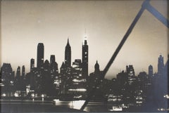 New York City by Night, circa 1950 - Silver Gelatin B and W Photography Framed