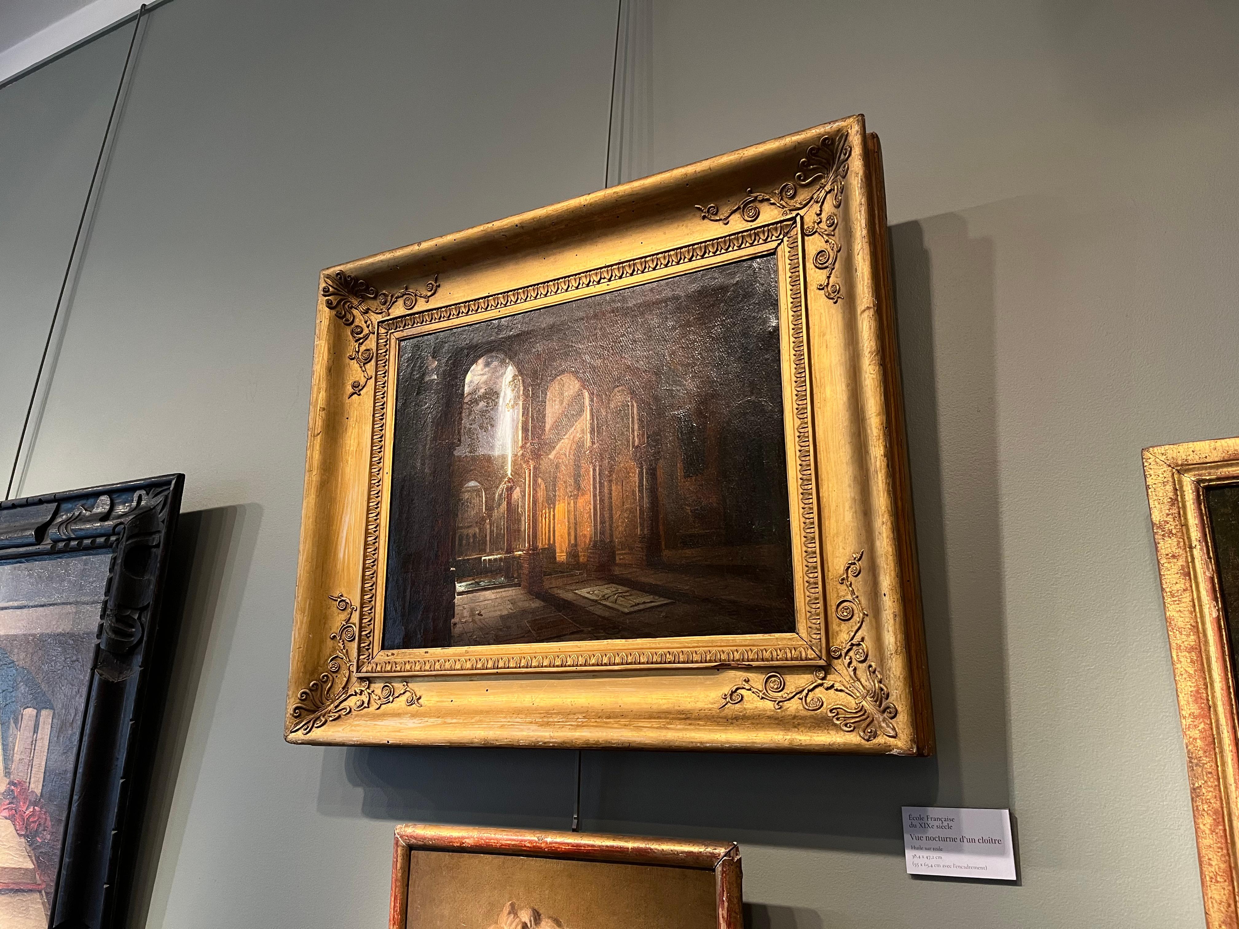 Vue nocturne d'un cloître - Ecole française du 19e siècle - Photograph de Unknown