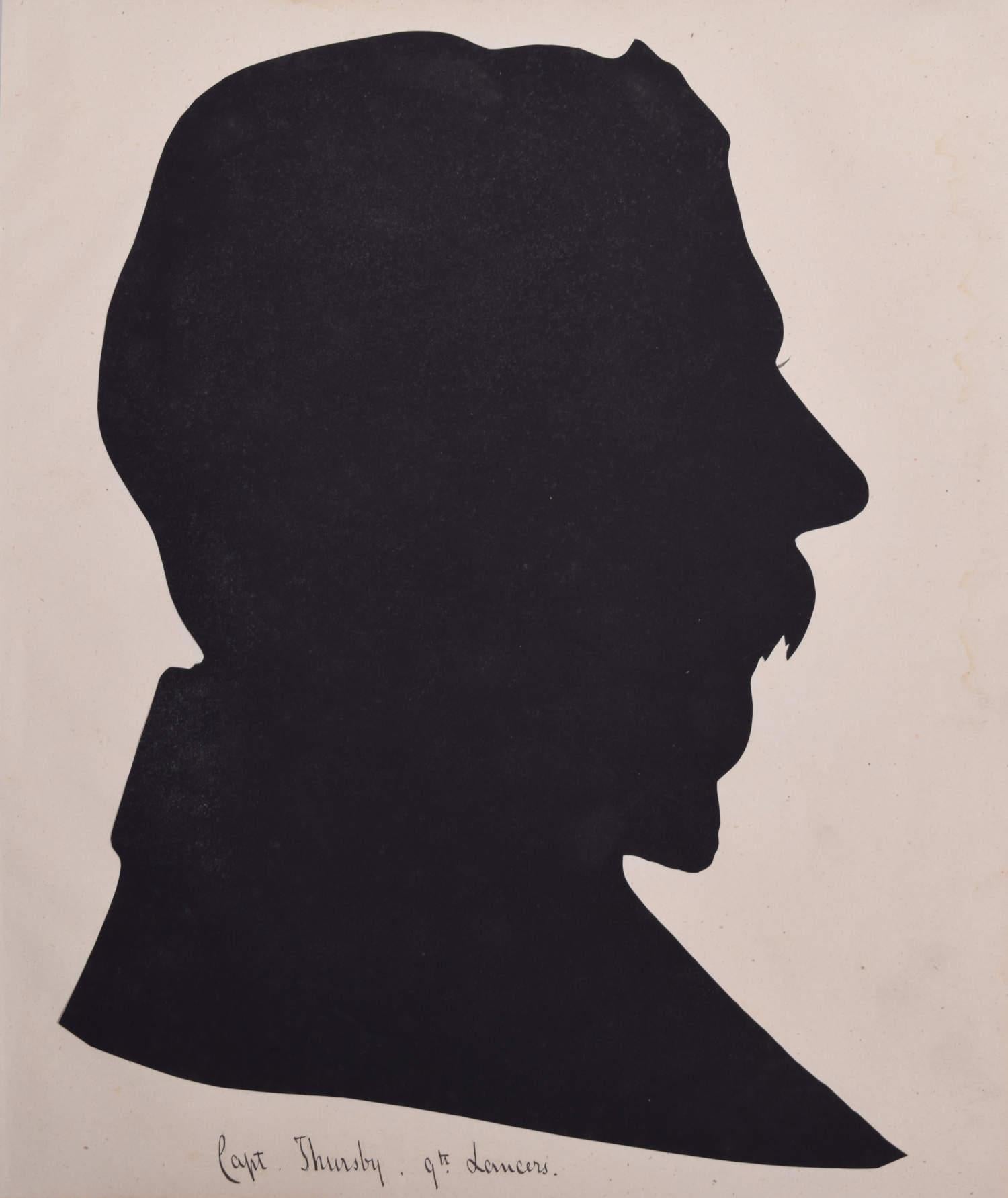 Unknown Black and White Photograph - Nineteenth century silhouette of a gentleman: Captain Piers Thursby, 9th Lancers
