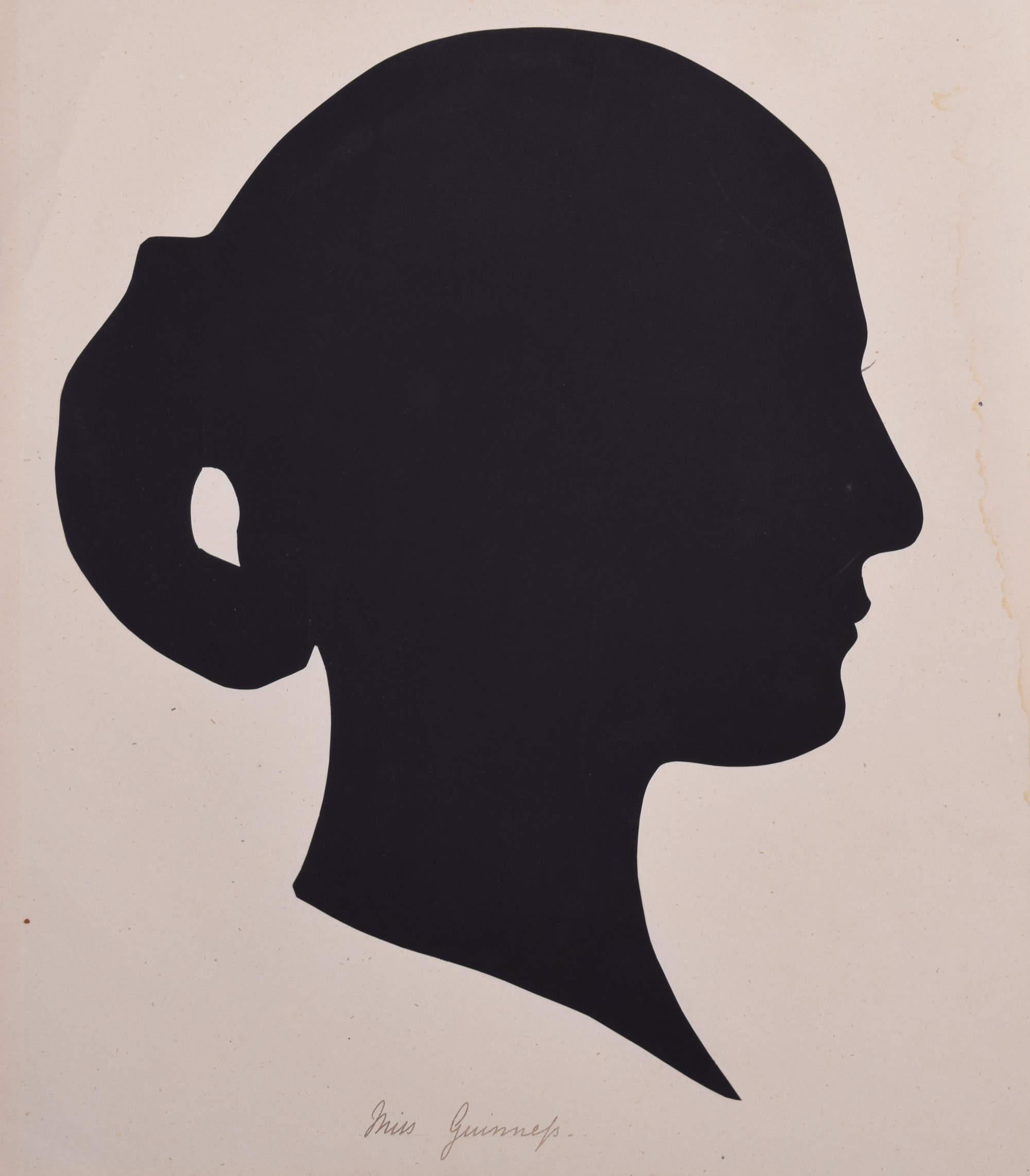 Unknown Black and White Photograph - Nineteenth century silhouette of a lady: Miss Guinness