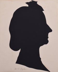 Antique Nineteenth century silhouette of a lady: Mrs F Chaplin